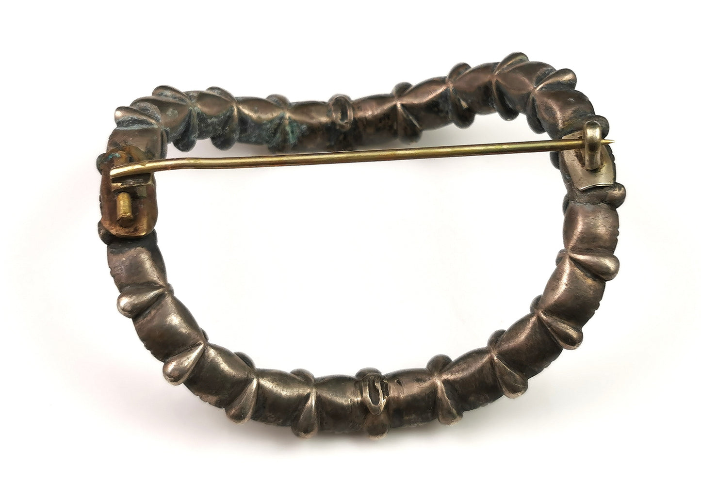 Antique Georgian black dot paste buckle brooch