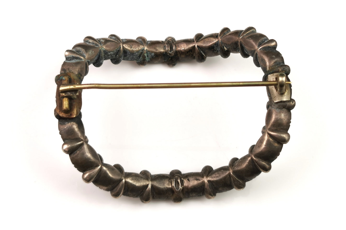 Antique Georgian black dot paste buckle brooch