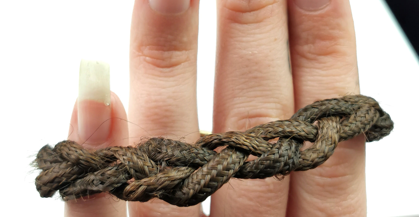 Antique Victorian mourning bracelet, hairwork, Amethyst paste
