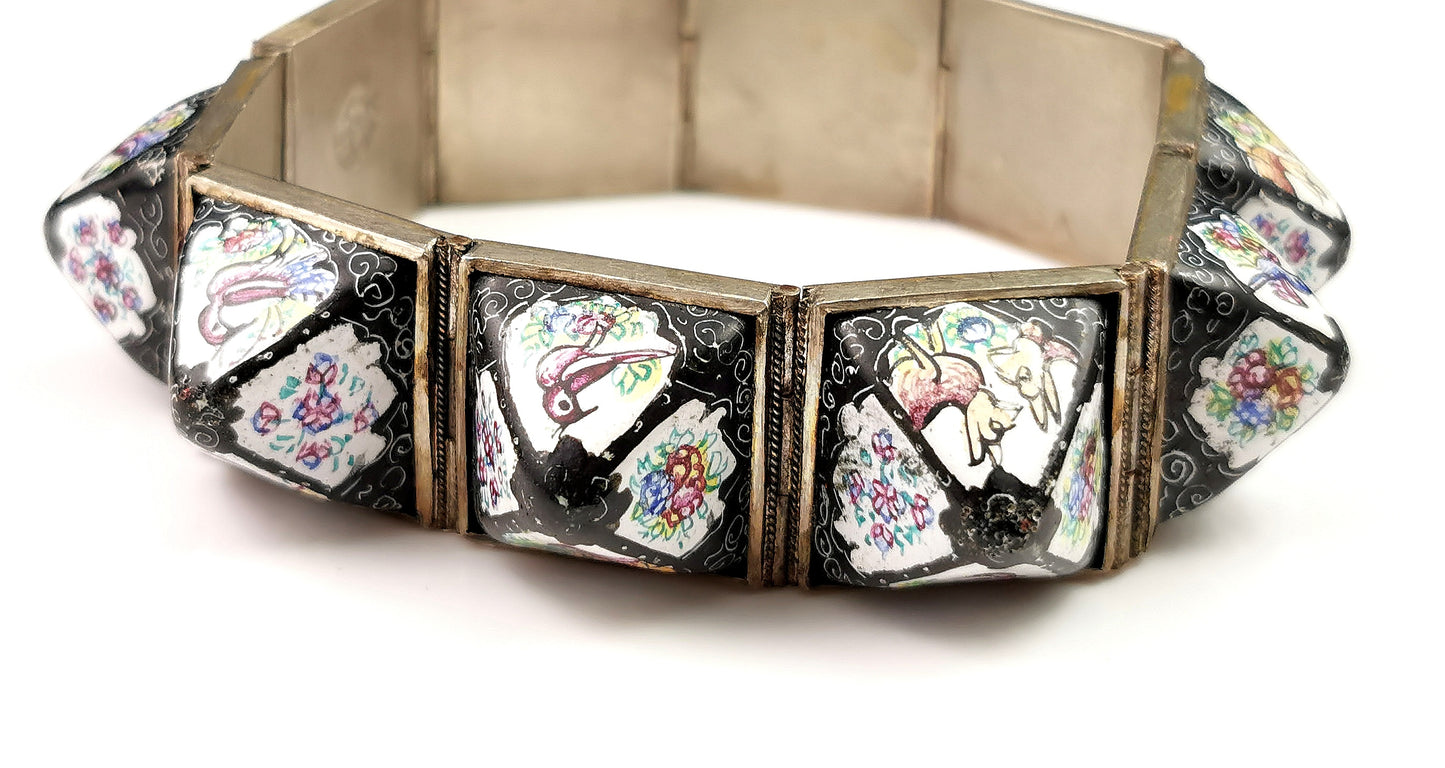 Antique Rare Persian bracelet, sugarloaf cabochon, enamelled