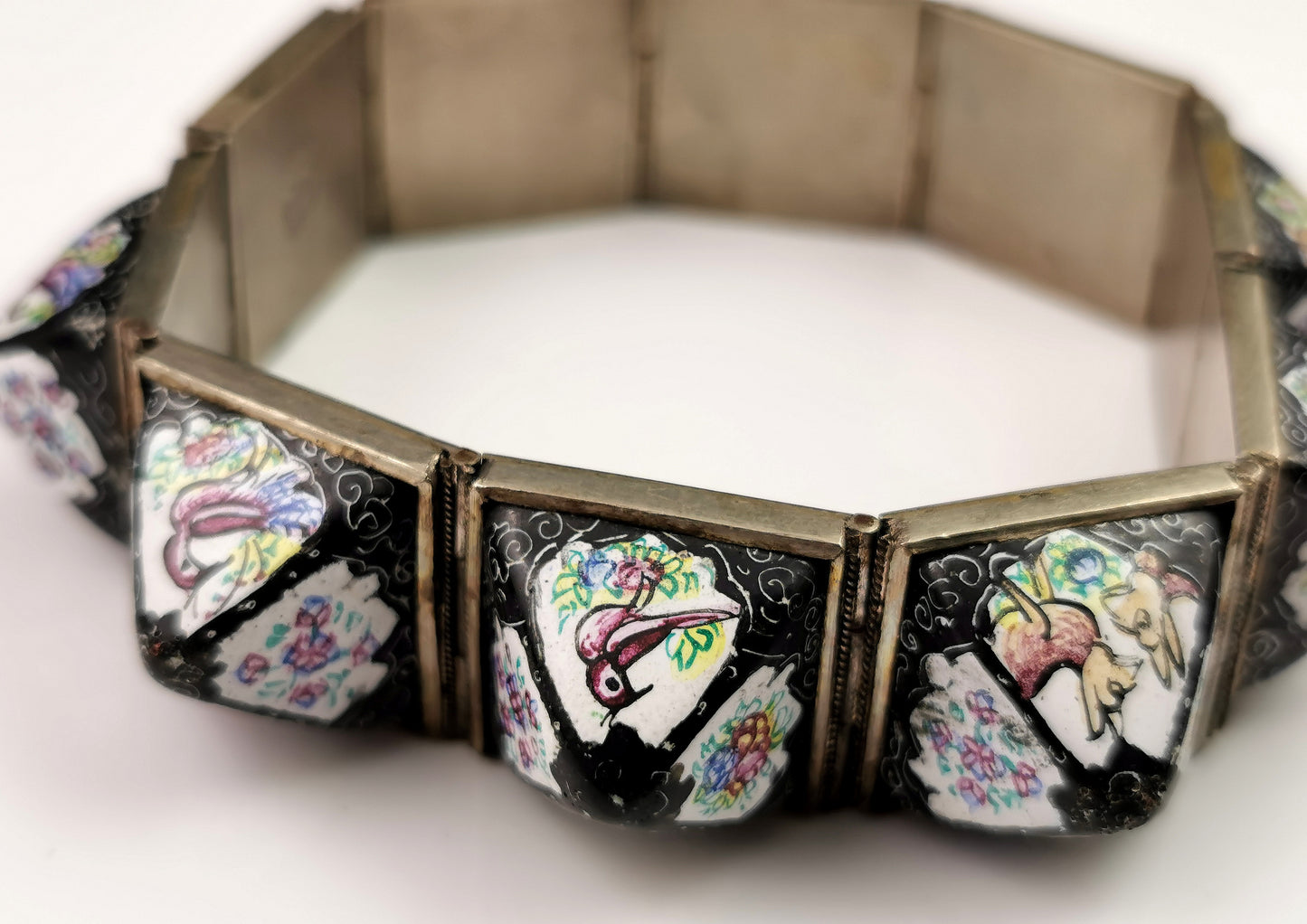 Antique Rare Persian bracelet, sugarloaf cabochon, enamelled