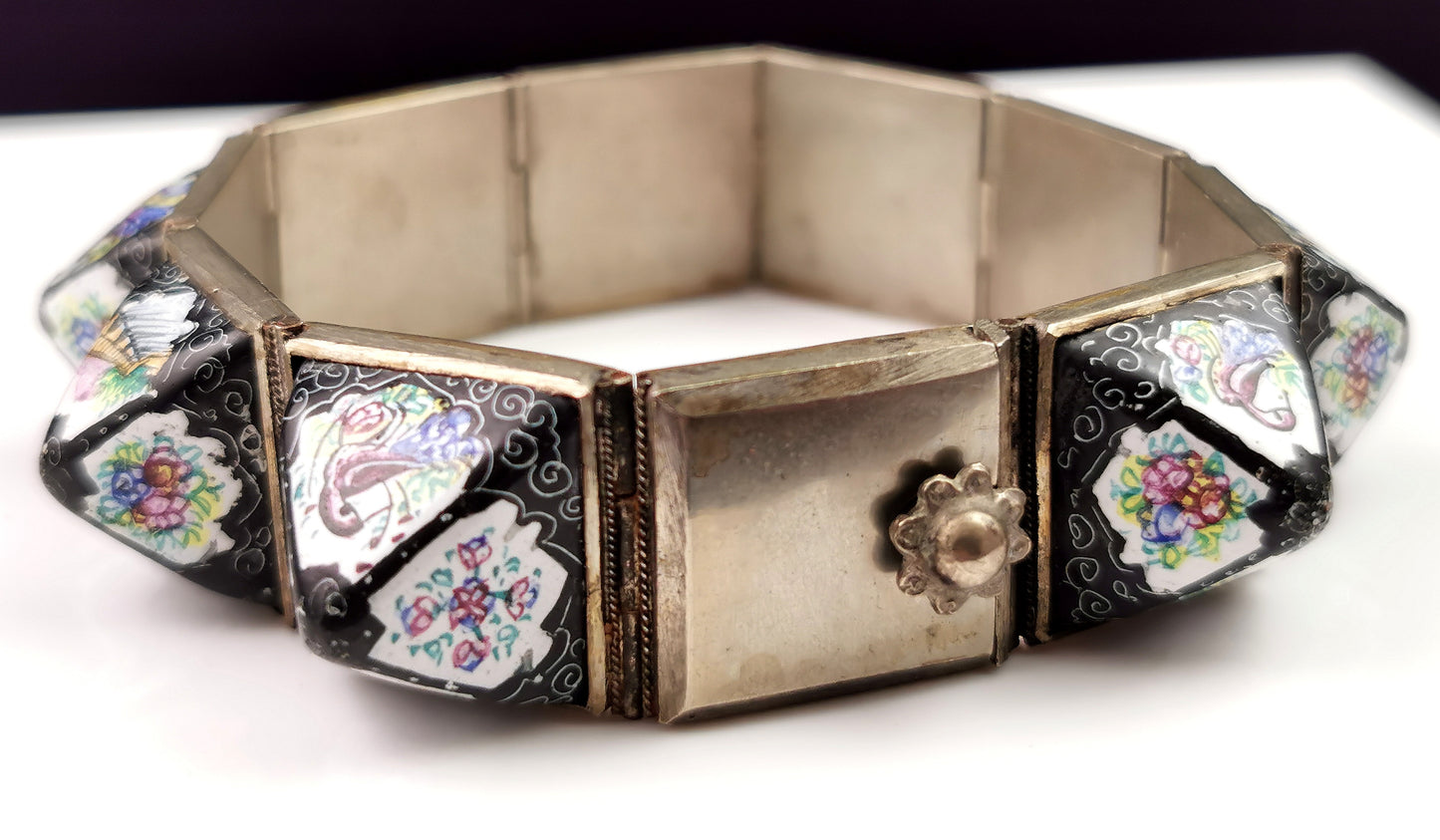 Antique Rare Persian bracelet, sugarloaf cabochon, enamelled