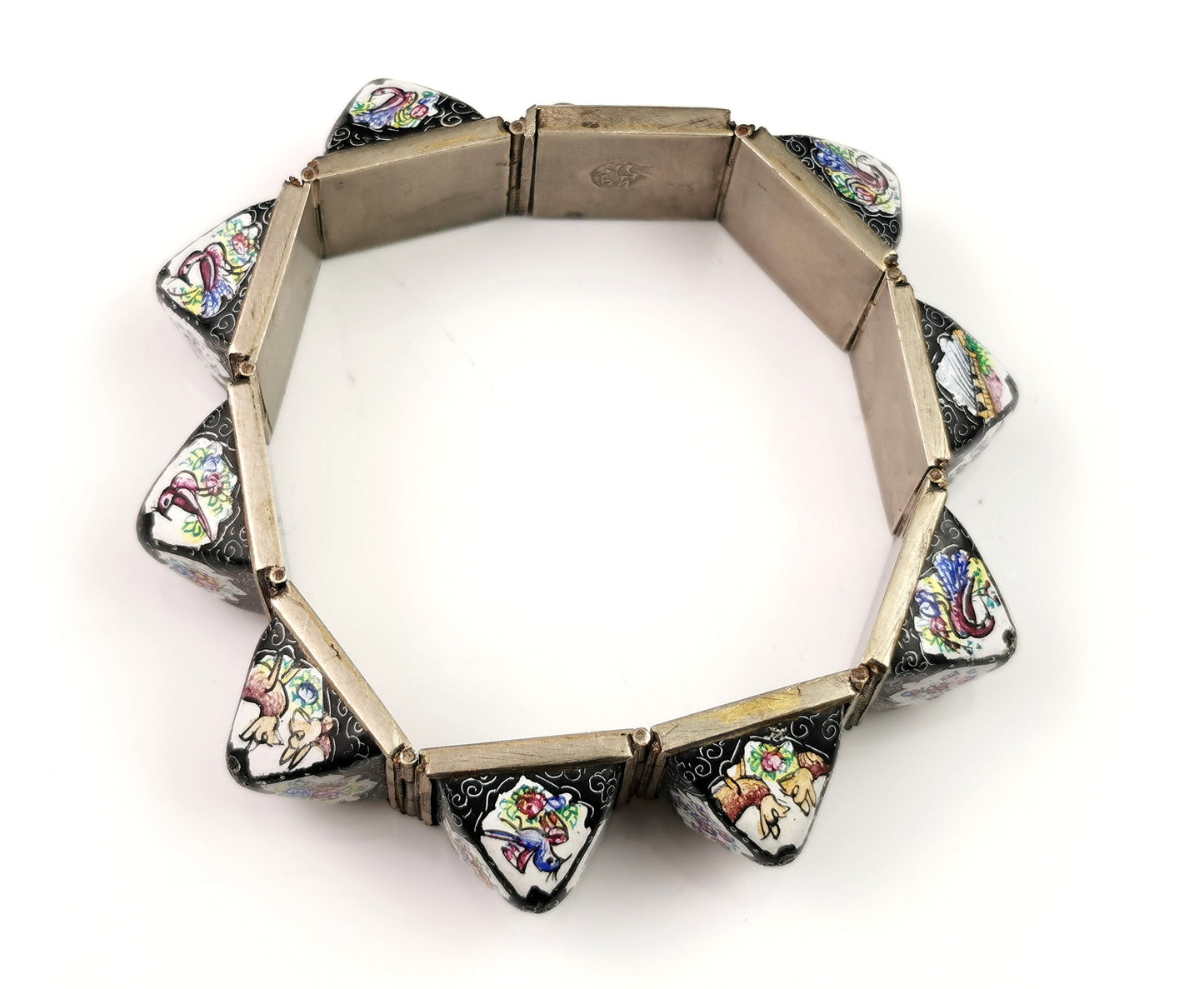 Antique Rare Persian bracelet, sugarloaf cabochon, enamelled