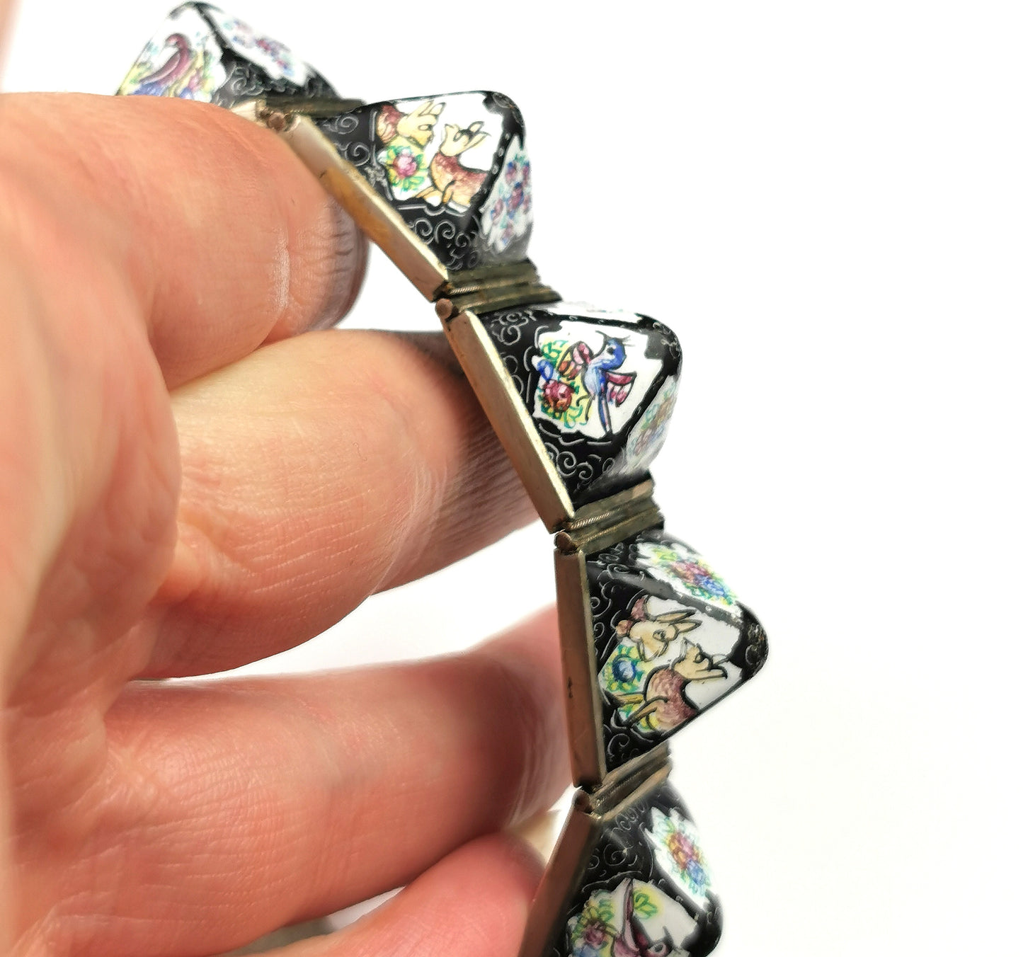 Antique Rare Persian bracelet, sugarloaf cabochon, enamelled