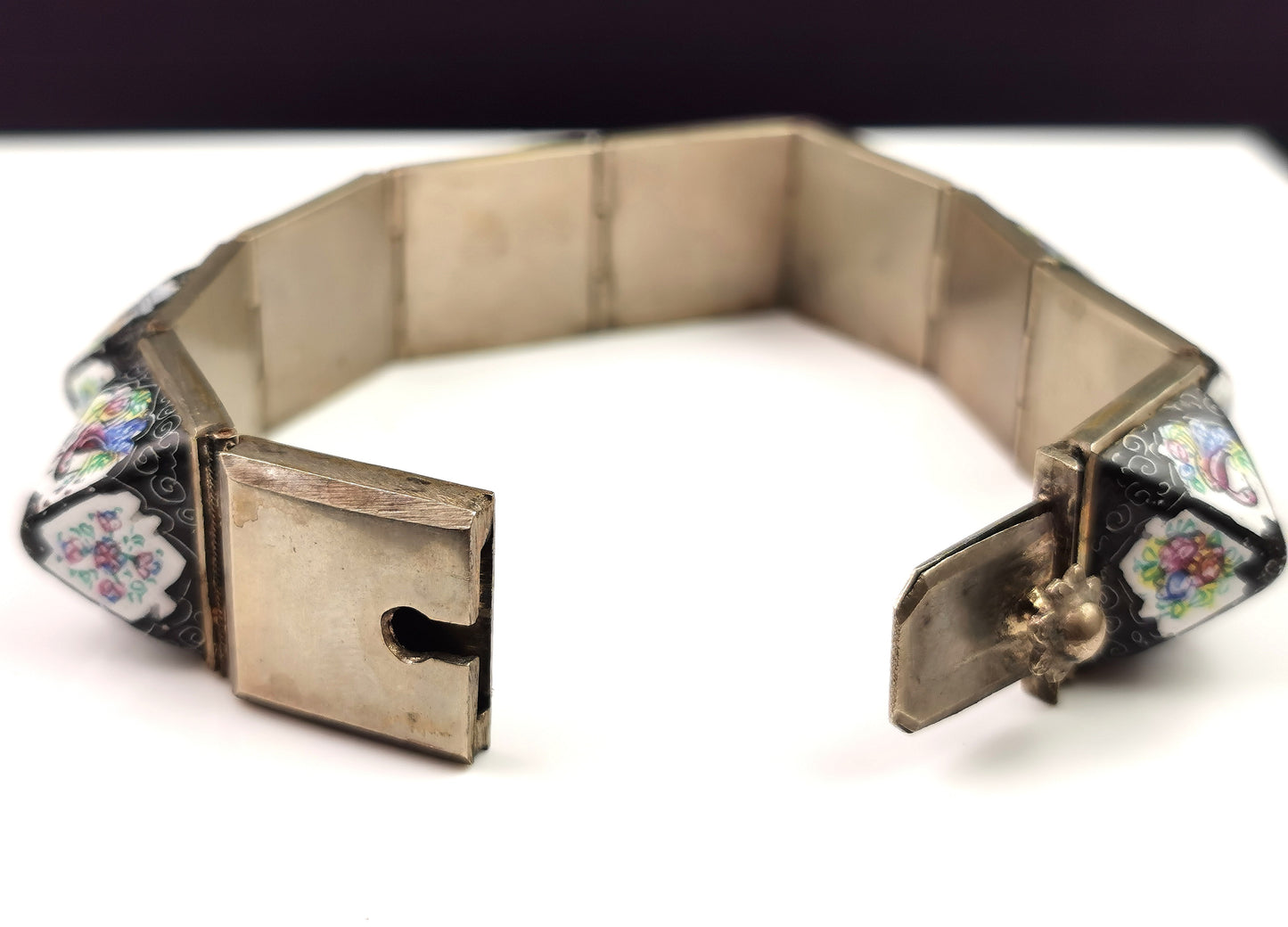 Antique Rare Persian bracelet, sugarloaf cabochon, enamelled