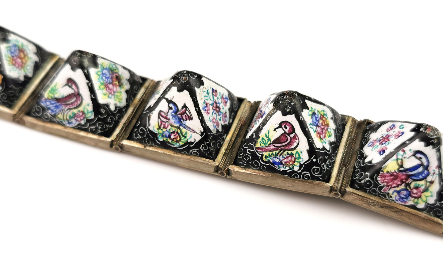 Antique Rare Persian bracelet, sugarloaf cabochon, enamelled