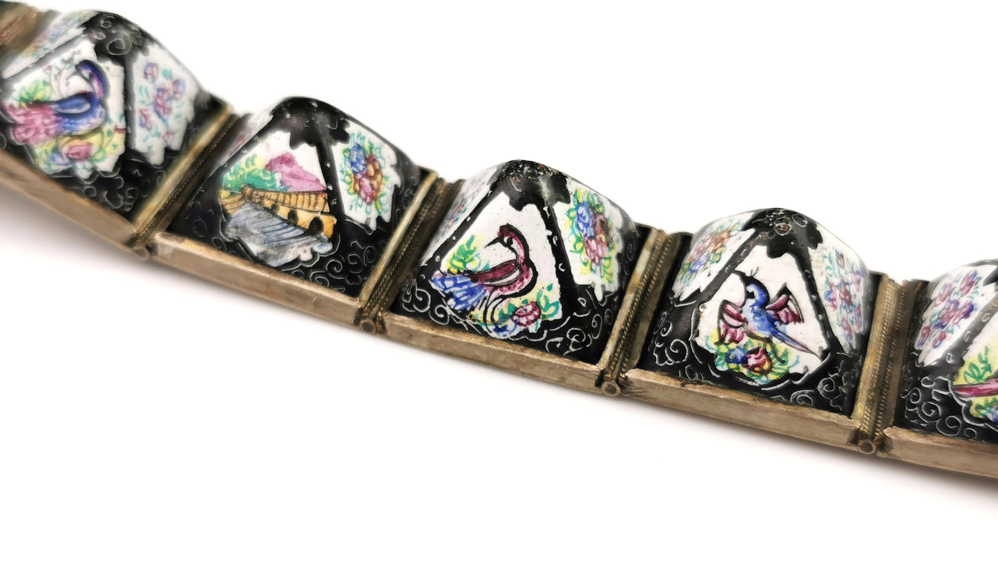 Antique Rare Persian bracelet, sugarloaf cabochon, enamelled