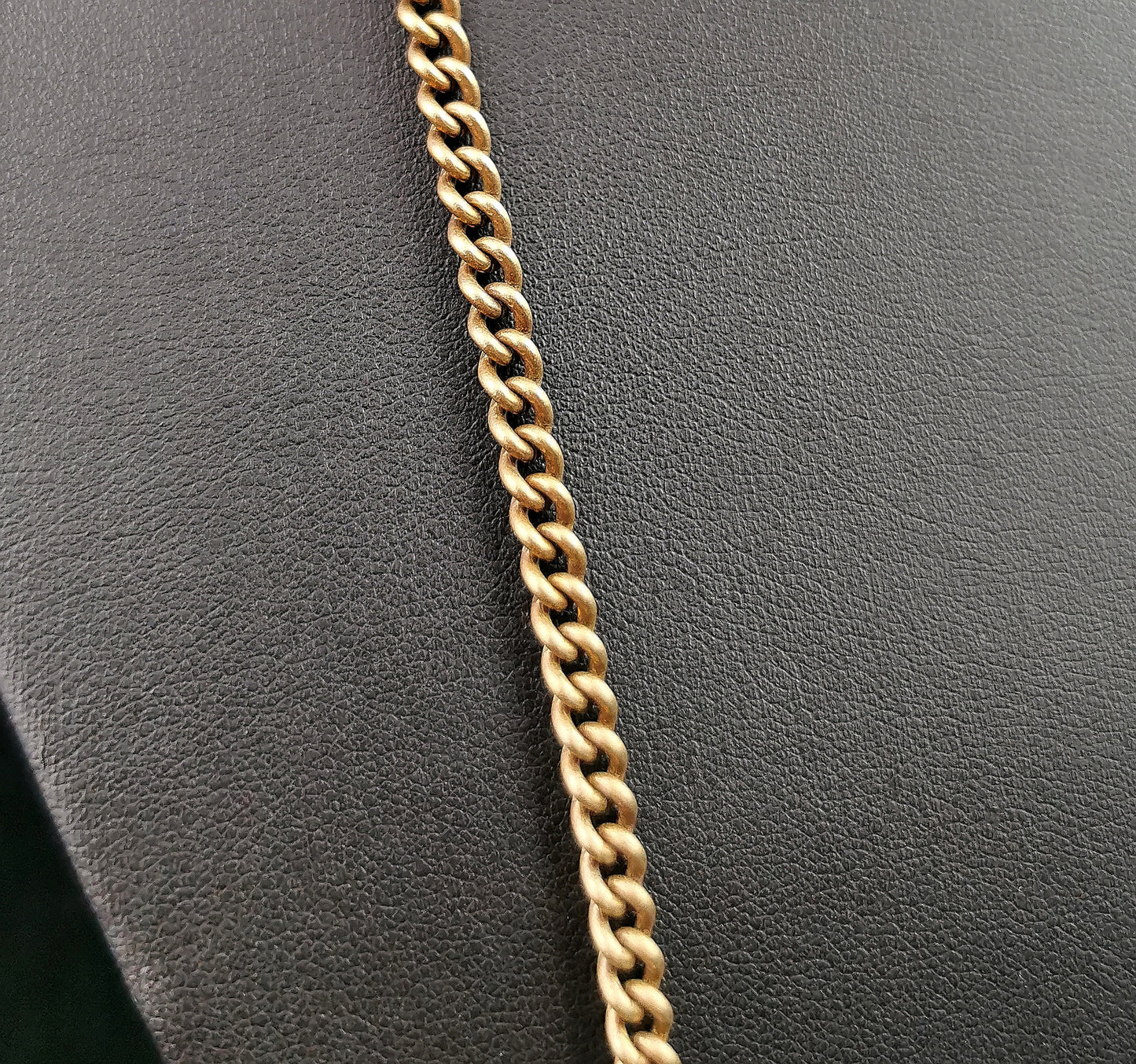 Antique Victorian longuard chain necklace, Curb link Gold plated