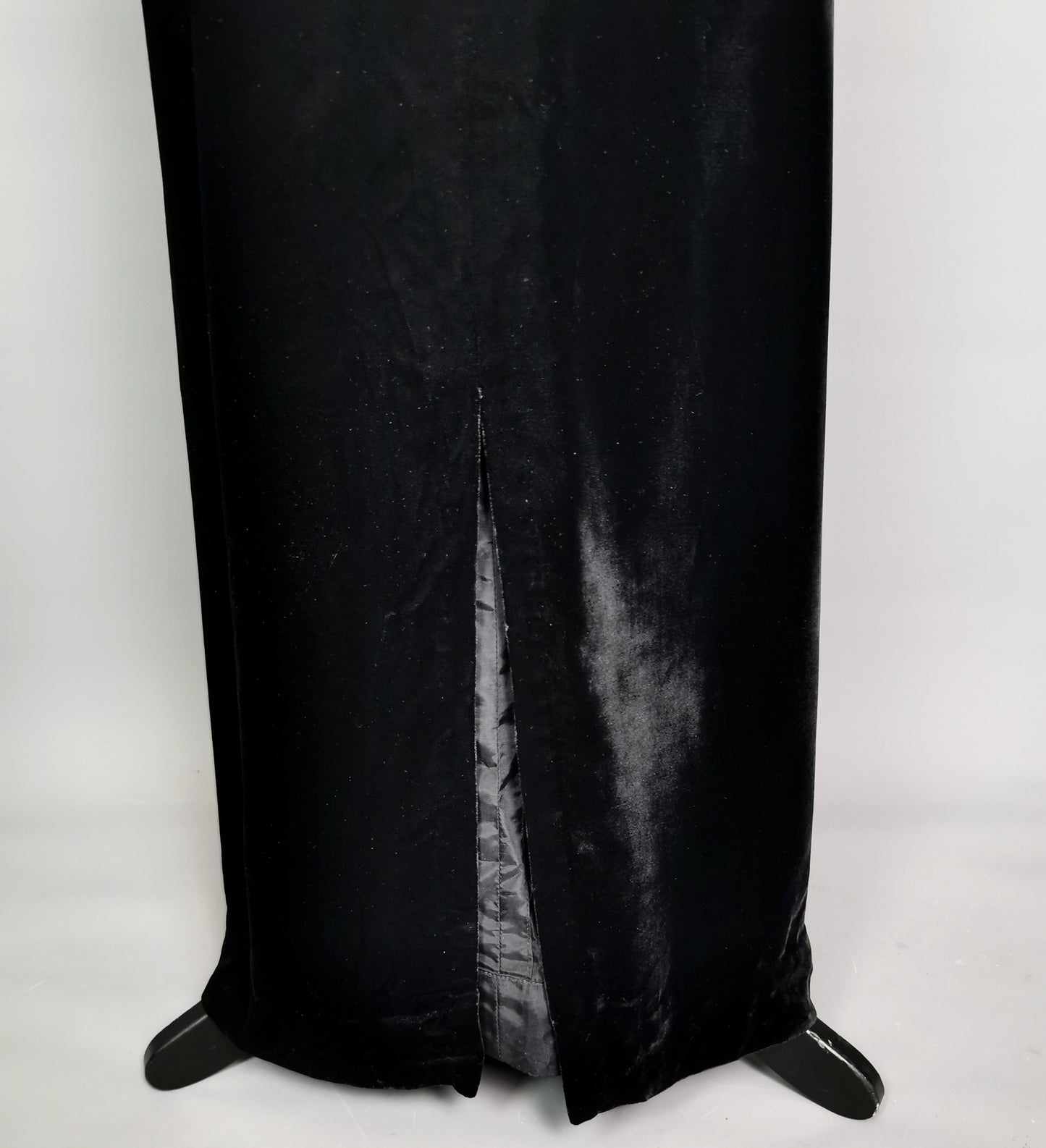Vintage Jean Allen cocktail dress, Black velvet, beadwork, c1970s