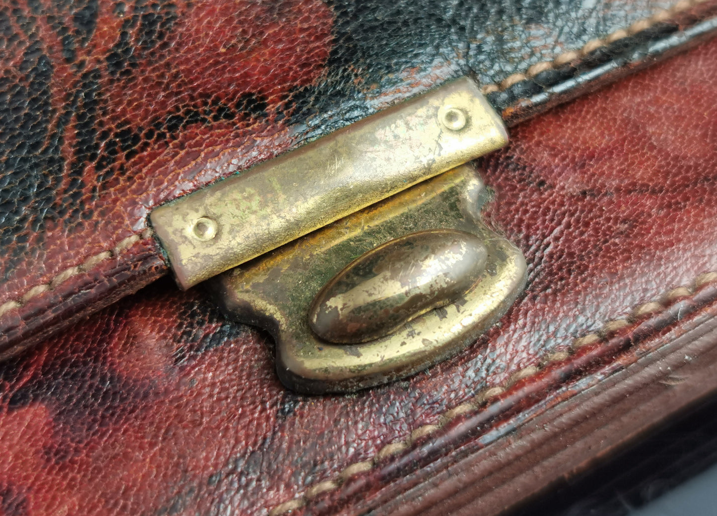 Vintage Marbled leather purse, Wallet, Rolled gold