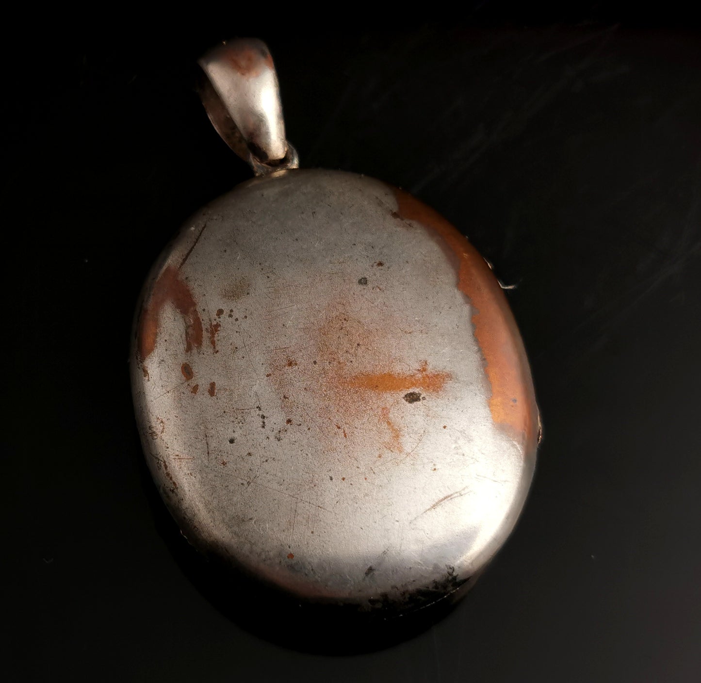 Antique Victorian Silver plated locket, Monogram, AEI pendant