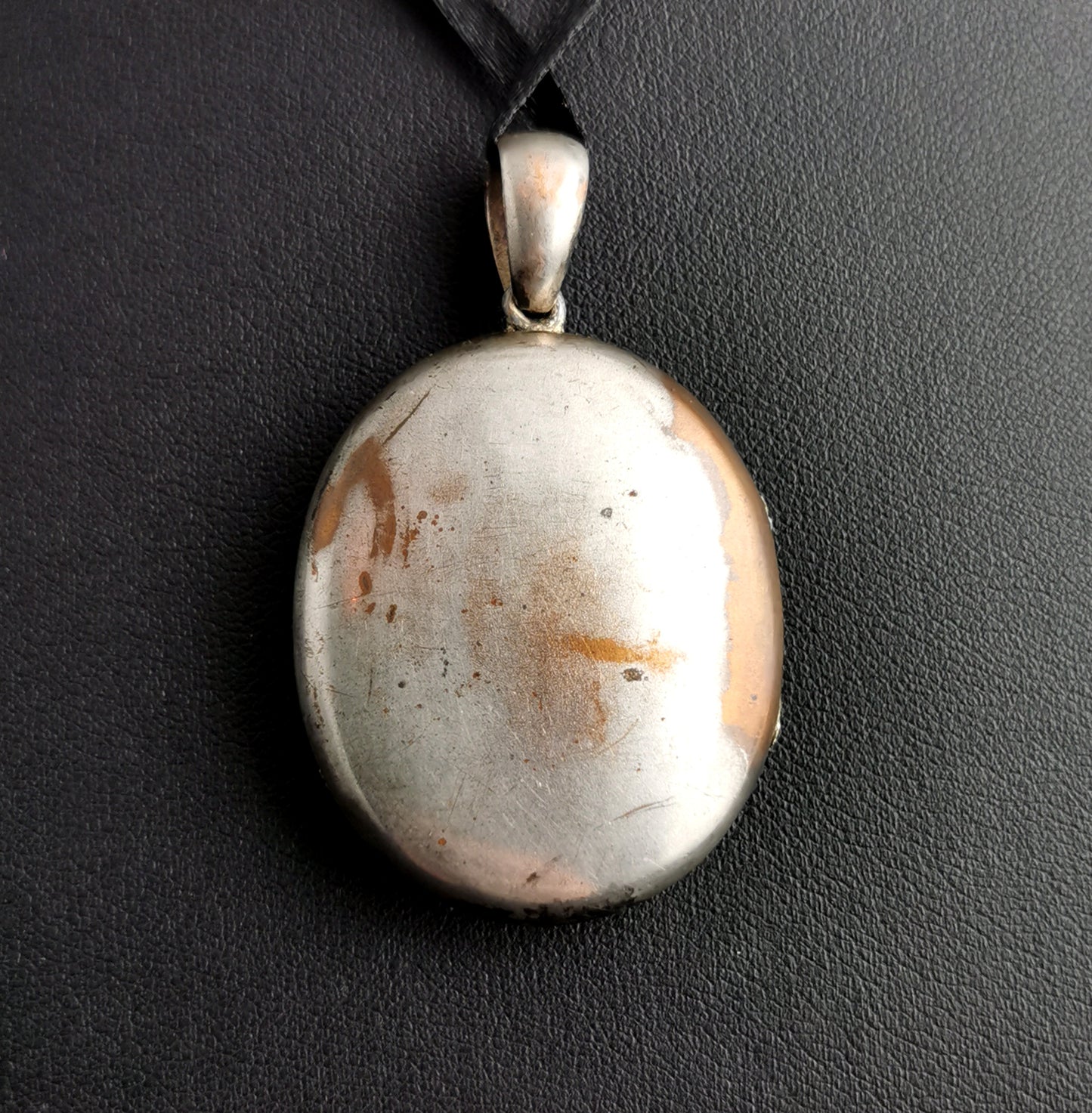 Antique Victorian Silver plated locket, Monogram, AEI pendant