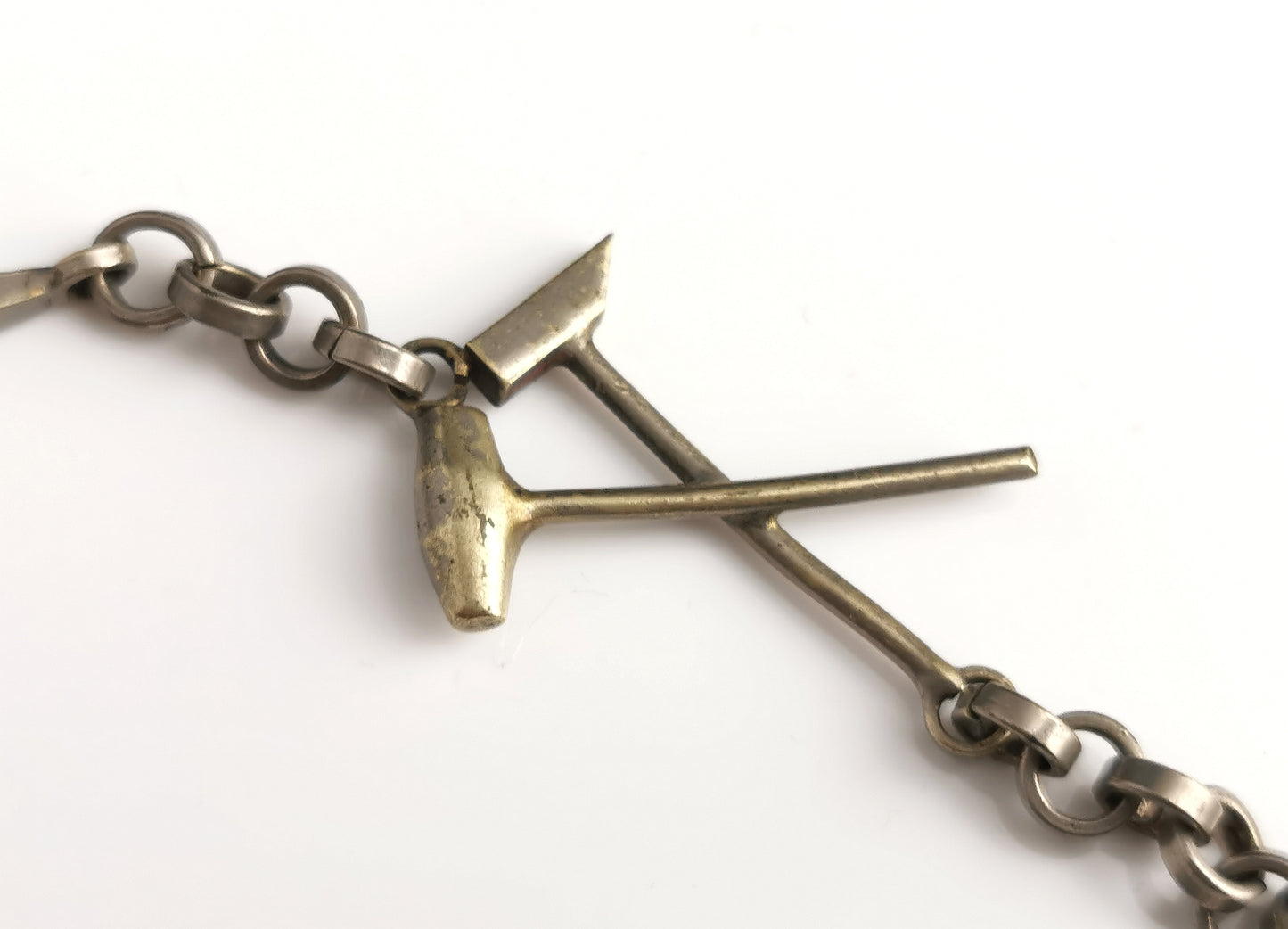 Rare antique mining themed Albert chain, watch chain