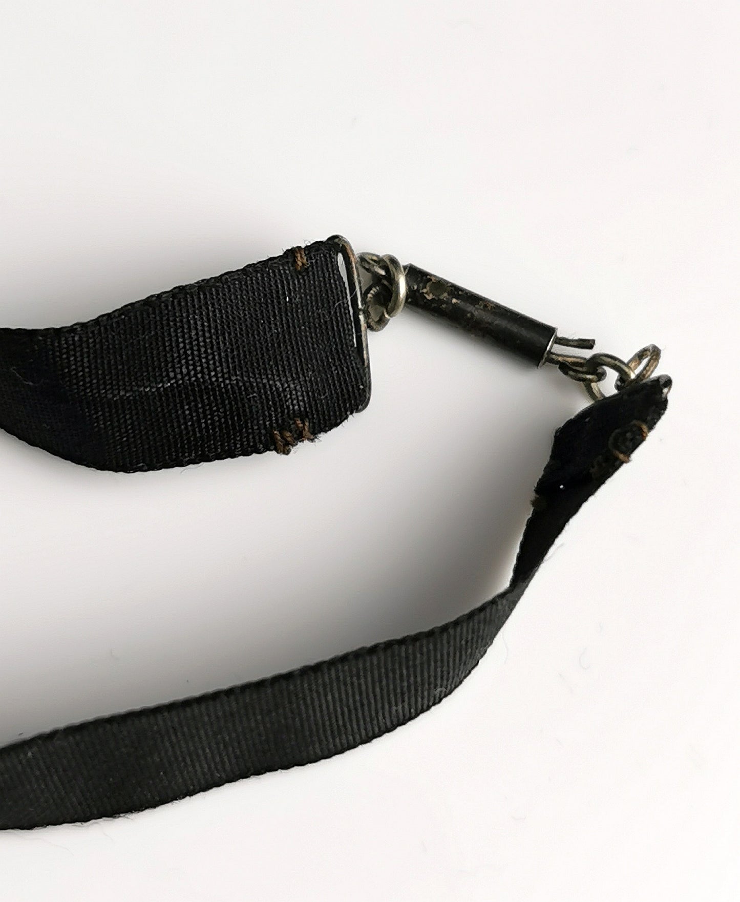 Antique Art Deco Sautoir necklace, black silk and butterscotch bead