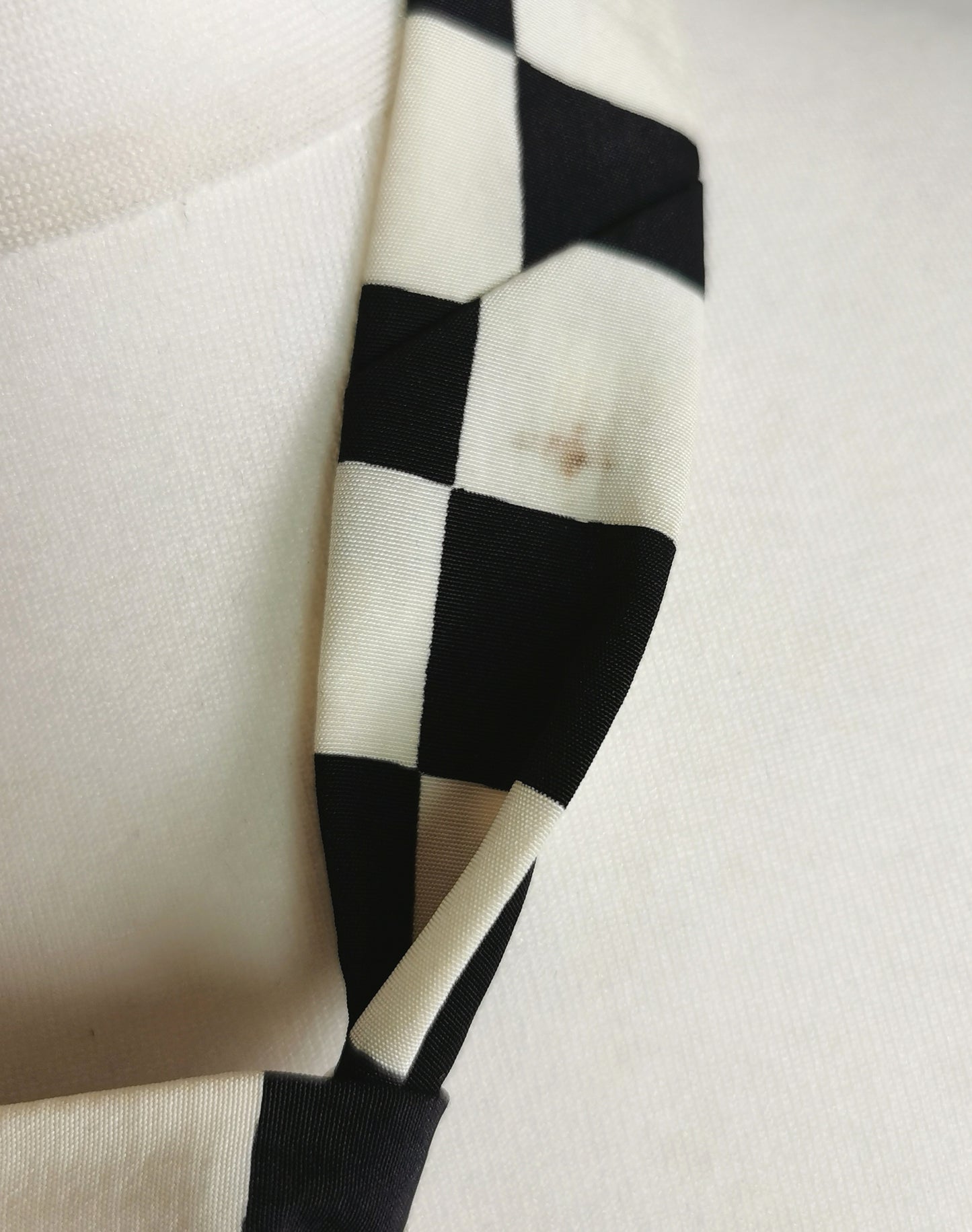 Vintage Chequer board neck tie, monochrome