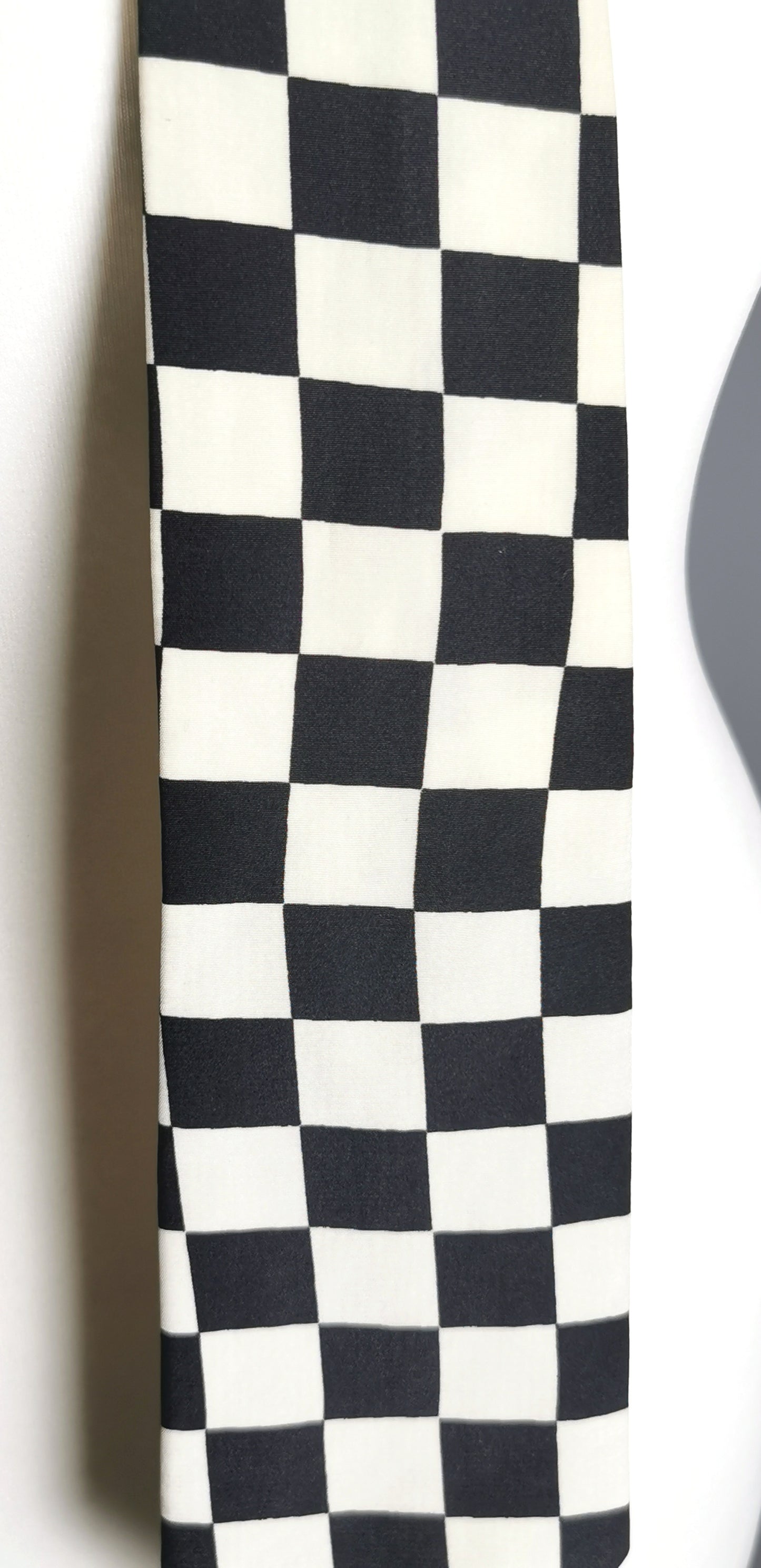 Vintage Chequer board neck tie, monochrome
