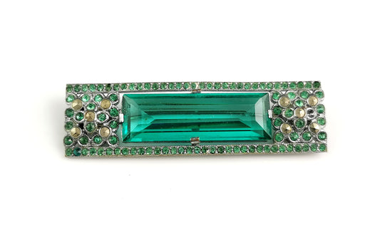 Vintage Art Deco Czech glass brooch, marcasite
