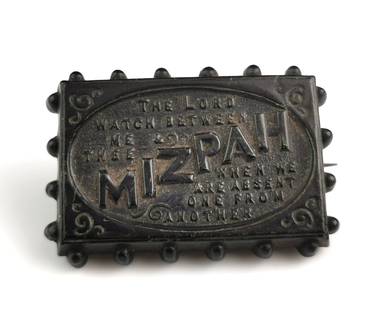 Antique Victorian Whitby Jet Mizpah brooch