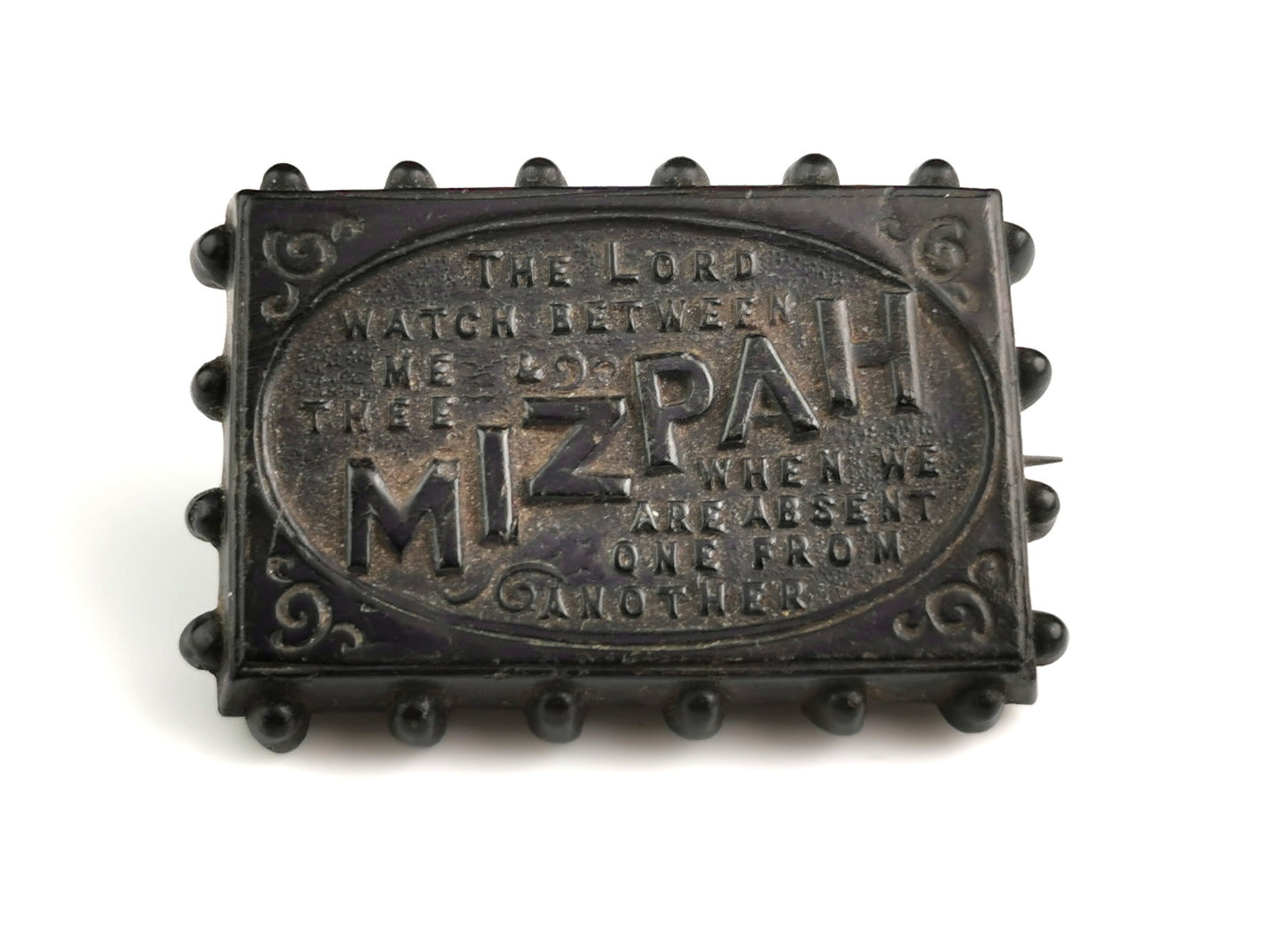 Antique Victorian Whitby Jet Mizpah brooch