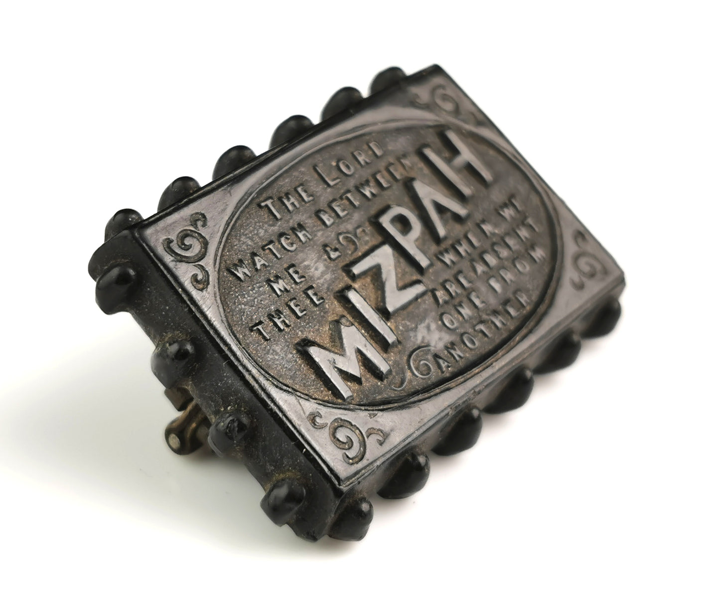 Antique Victorian Whitby Jet Mizpah brooch