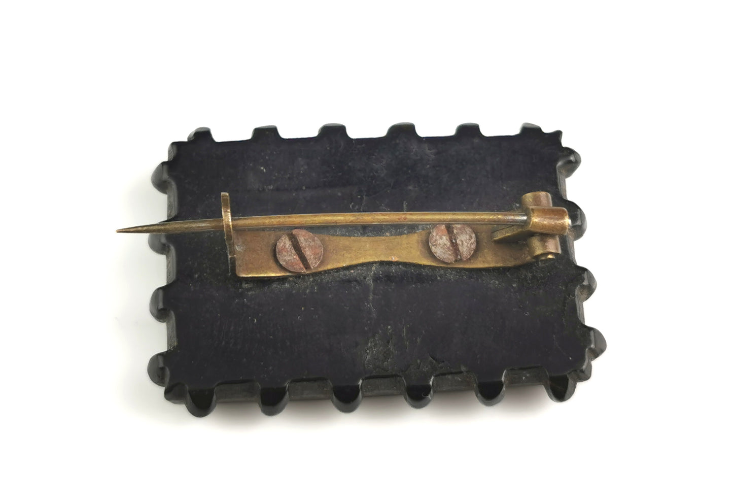 Antique Victorian Whitby Jet Mizpah brooch