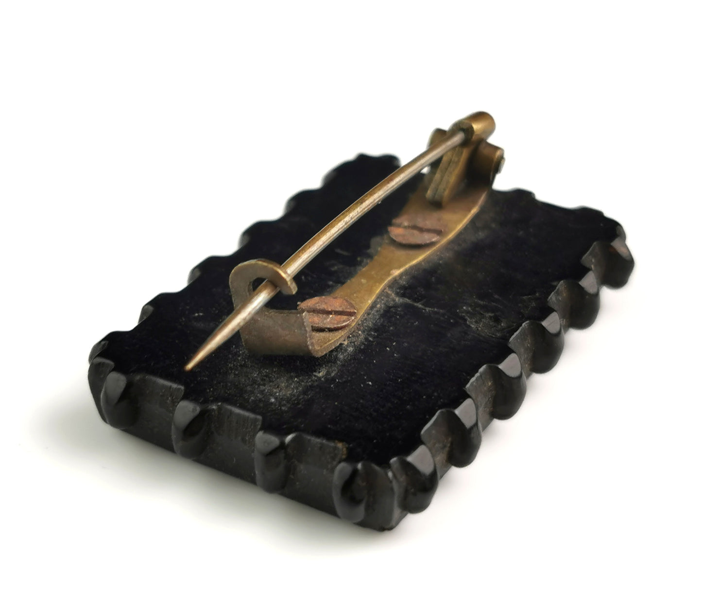 Antique Victorian Whitby Jet Mizpah brooch