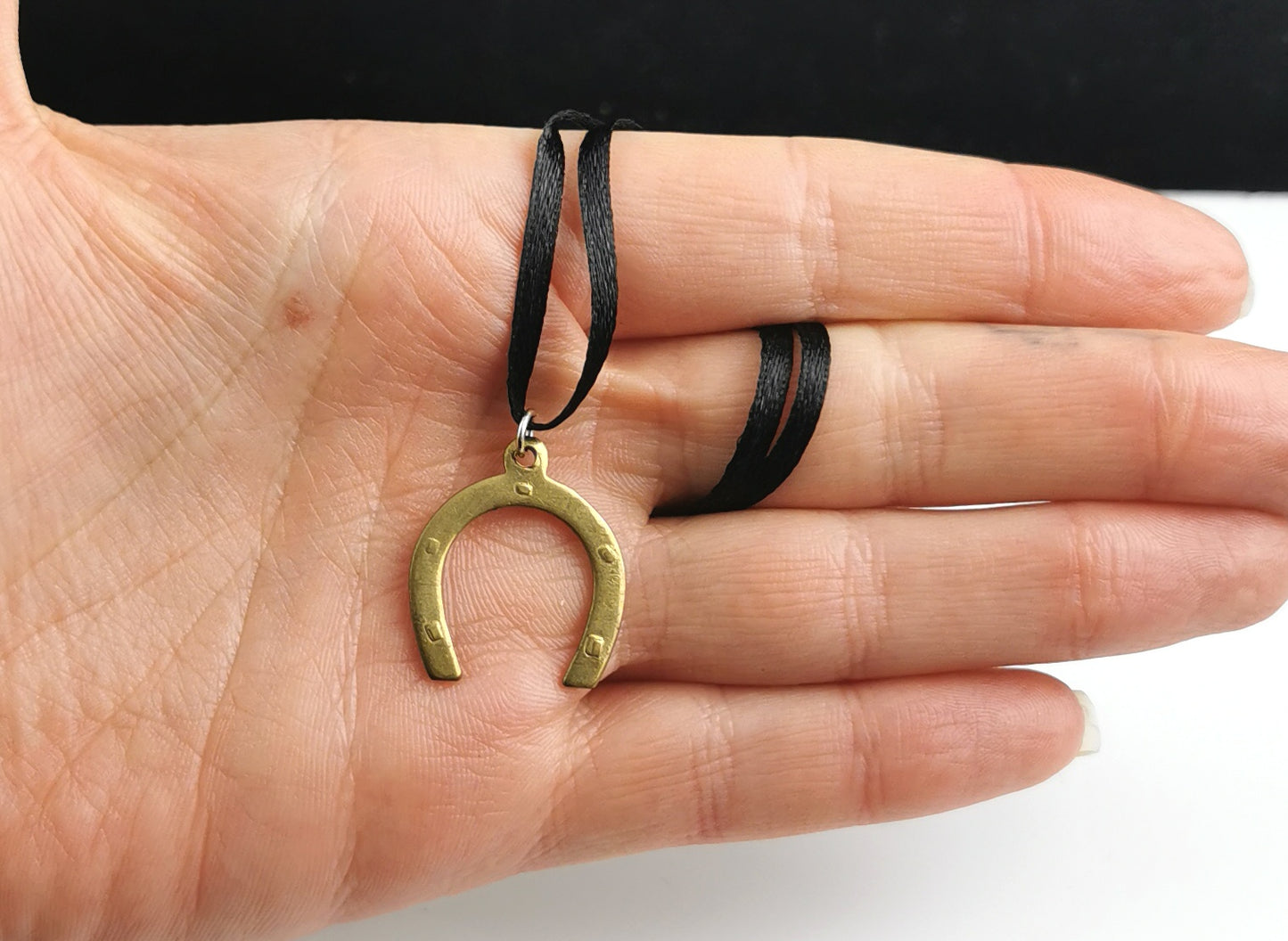 Antique Victorian gold plated horseshoe pendant