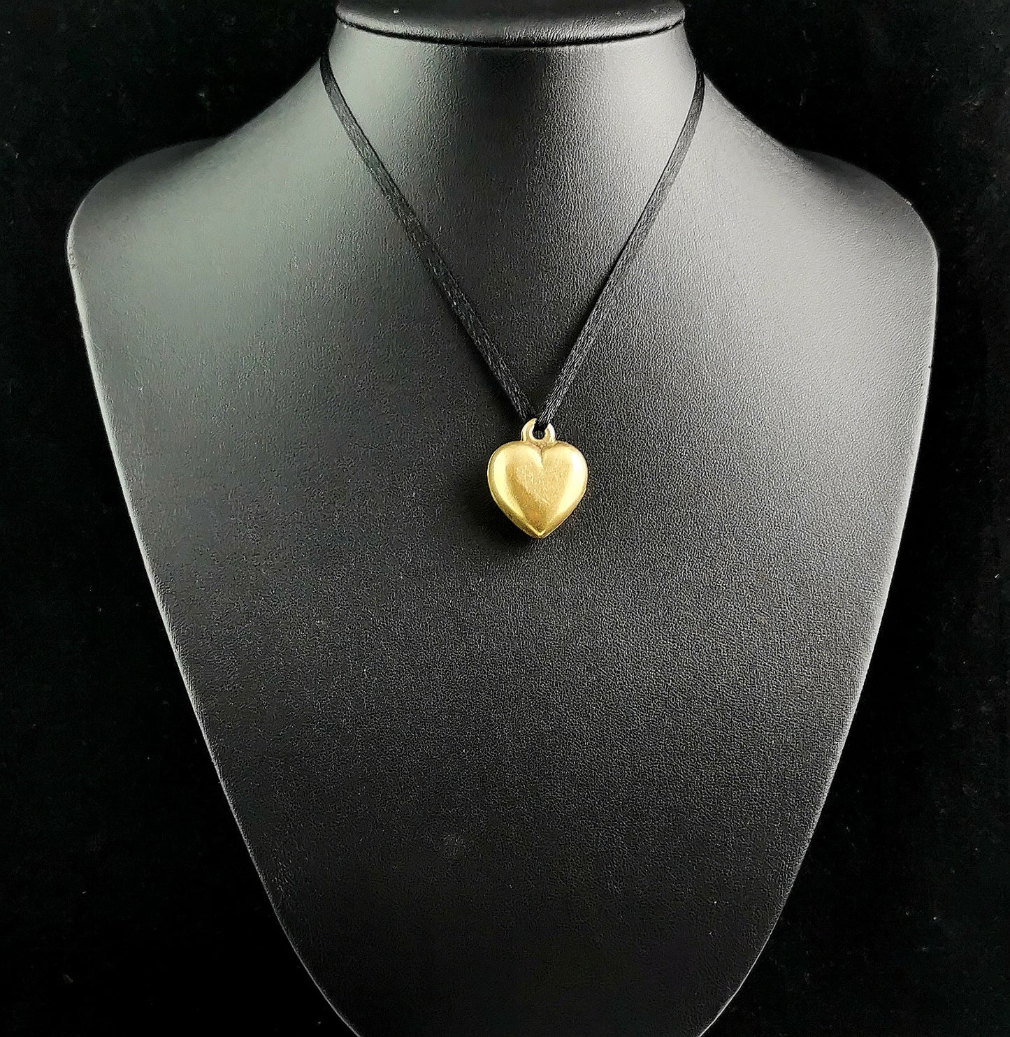 Antique Victorian brass puffy heart pendant