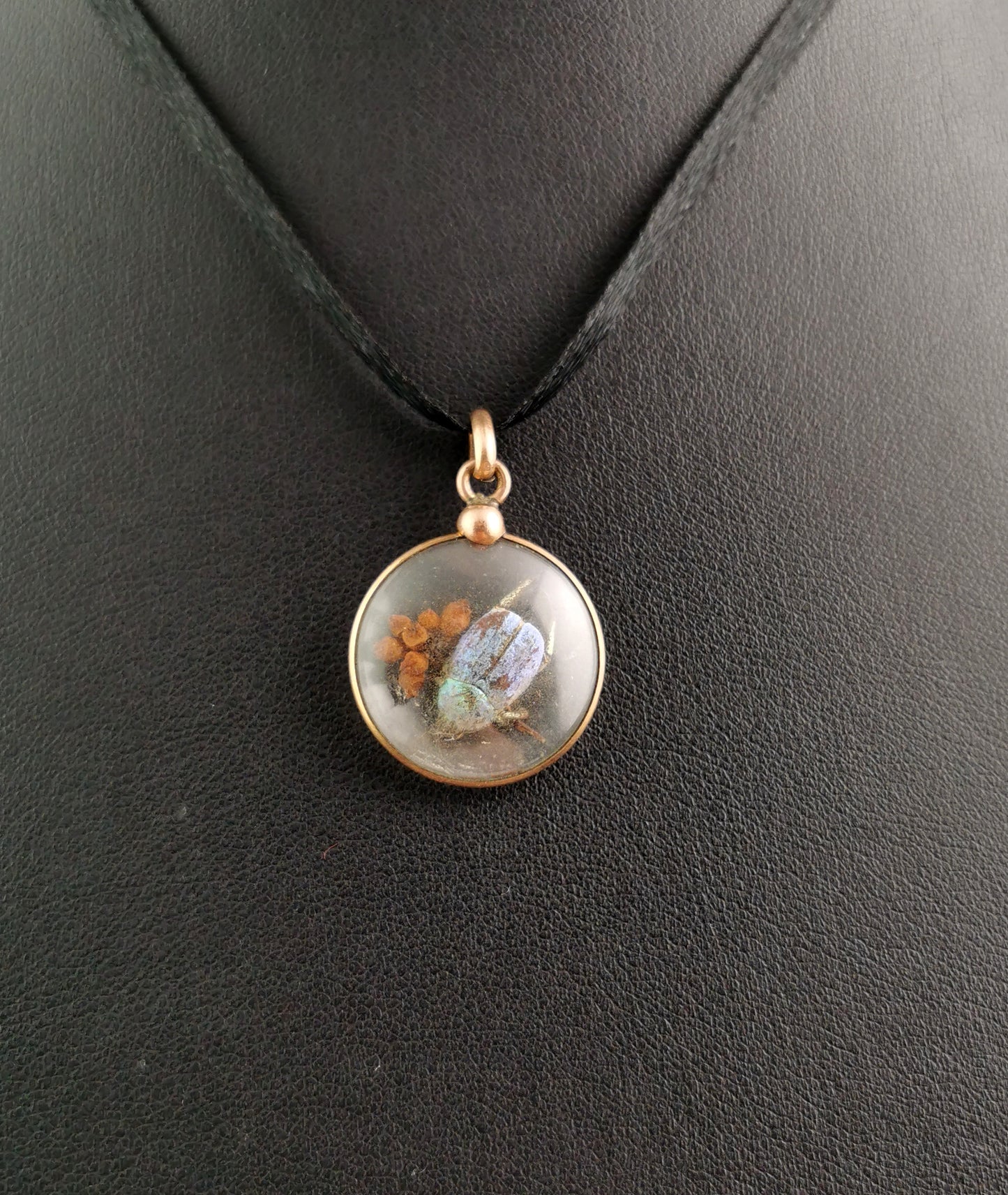 Antique French Beetle locket pendant, gold plated