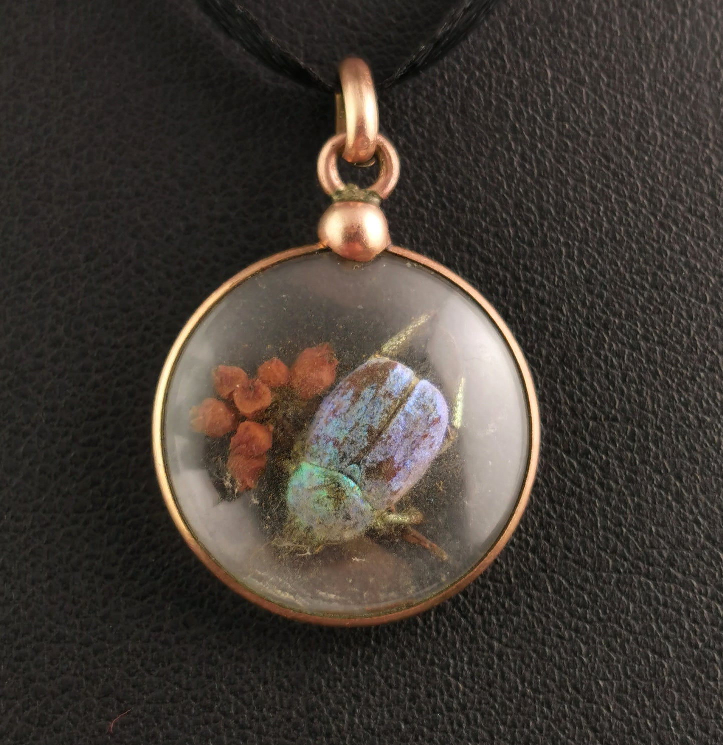 Antique French Beetle locket pendant, gold plated