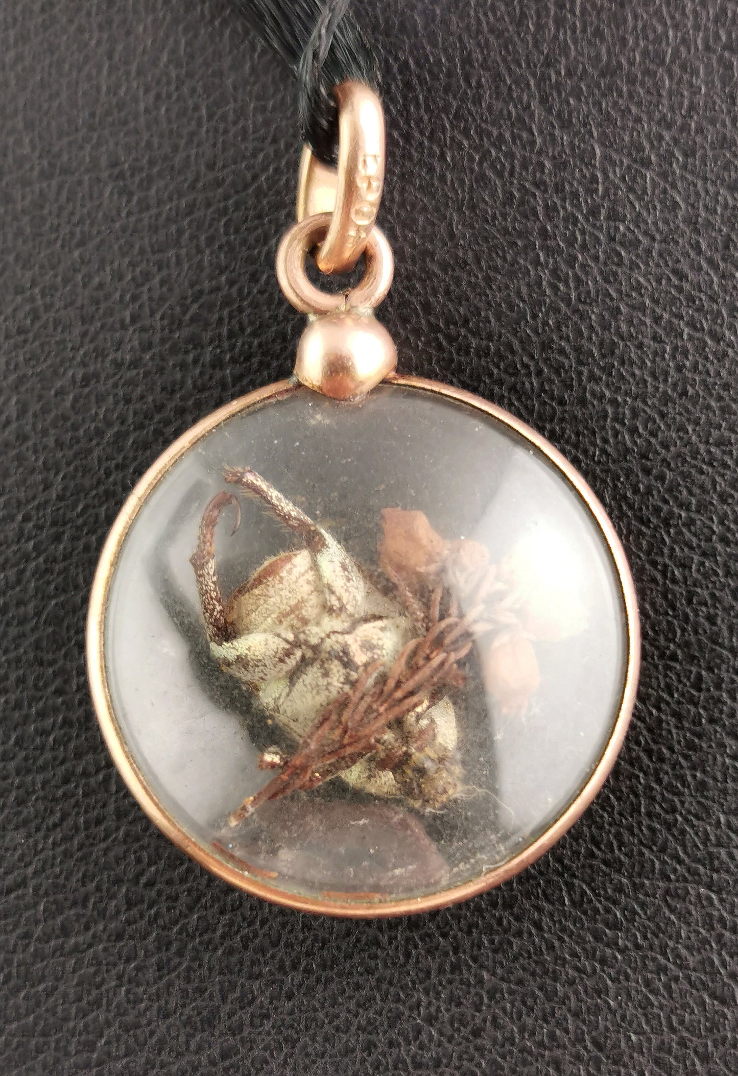Antique French Beetle locket pendant, gold plated
