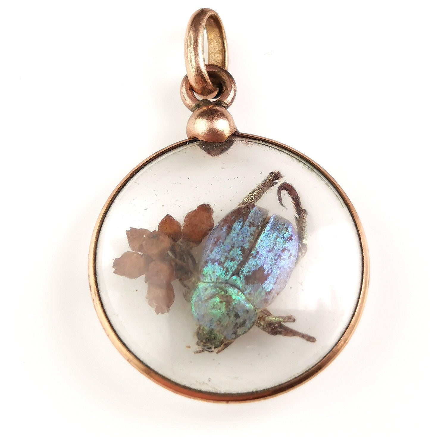 Antique French Beetle locket pendant, gold plated