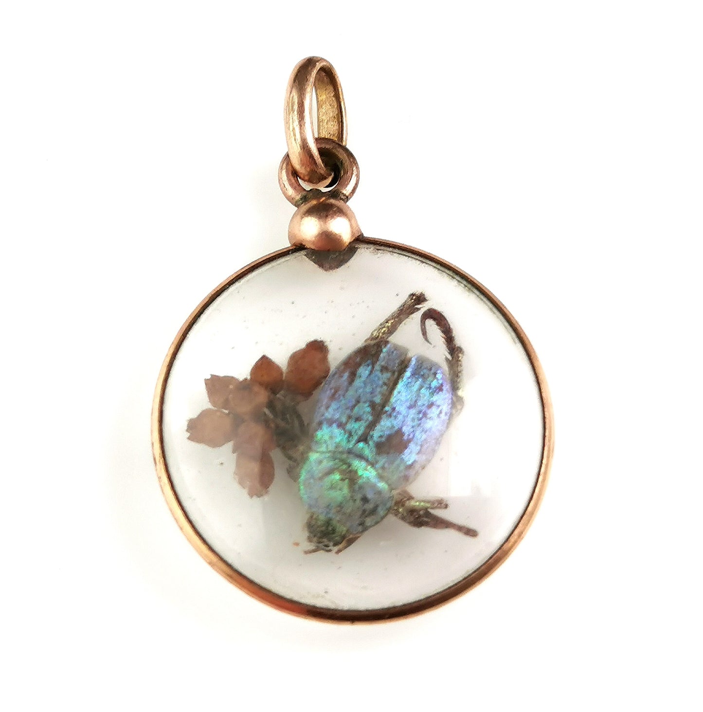 Antique French Beetle locket pendant, gold plated