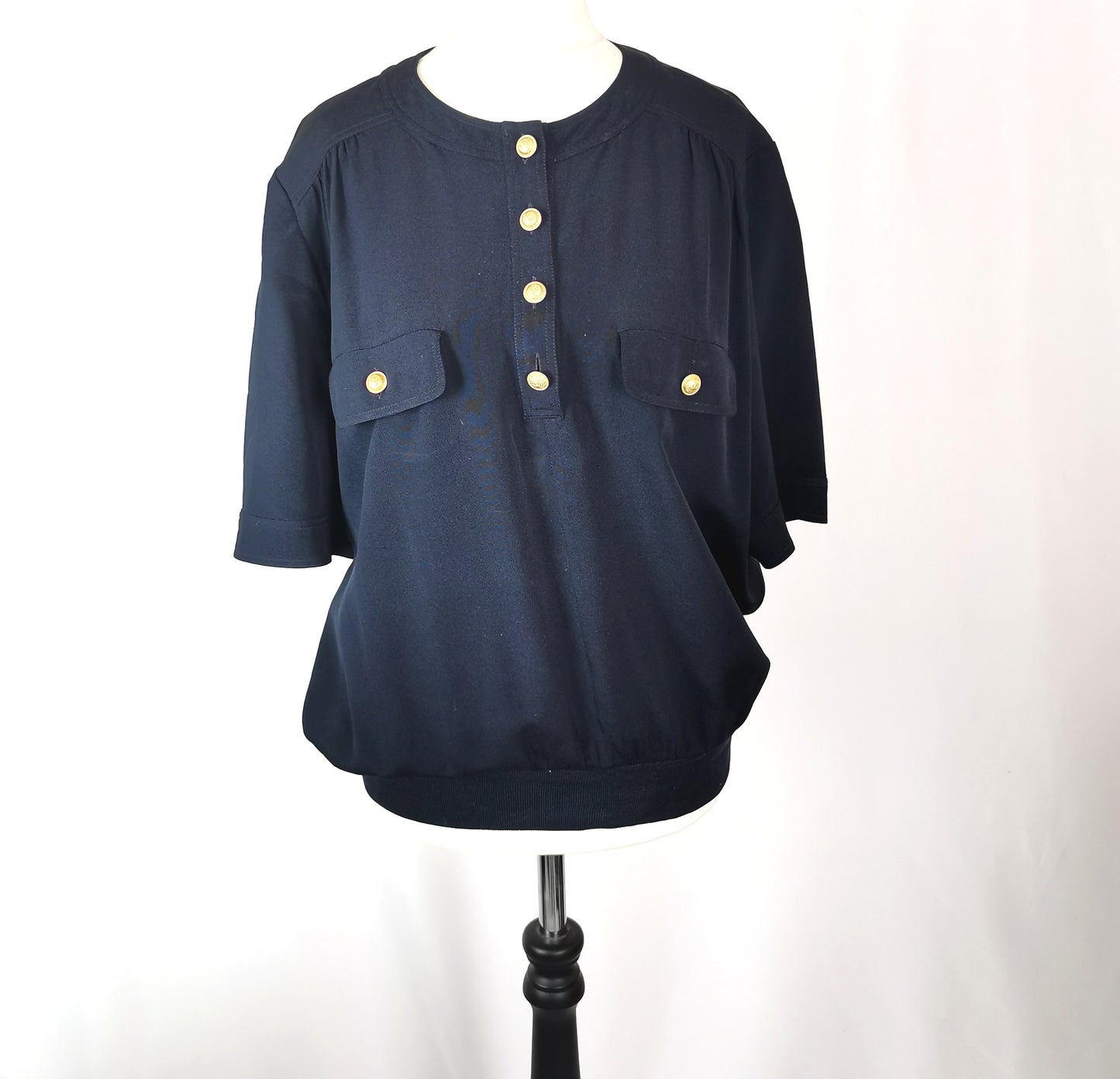 Vintage Valentino Navy silk pullover blouse, Miss V