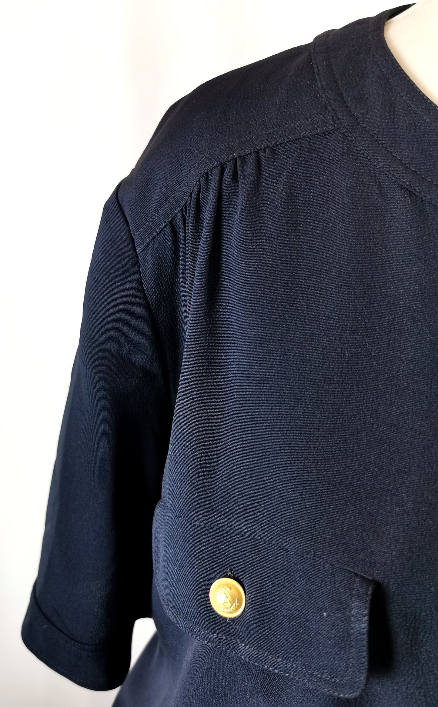 Vintage Valentino Navy silk pullover blouse, Miss V