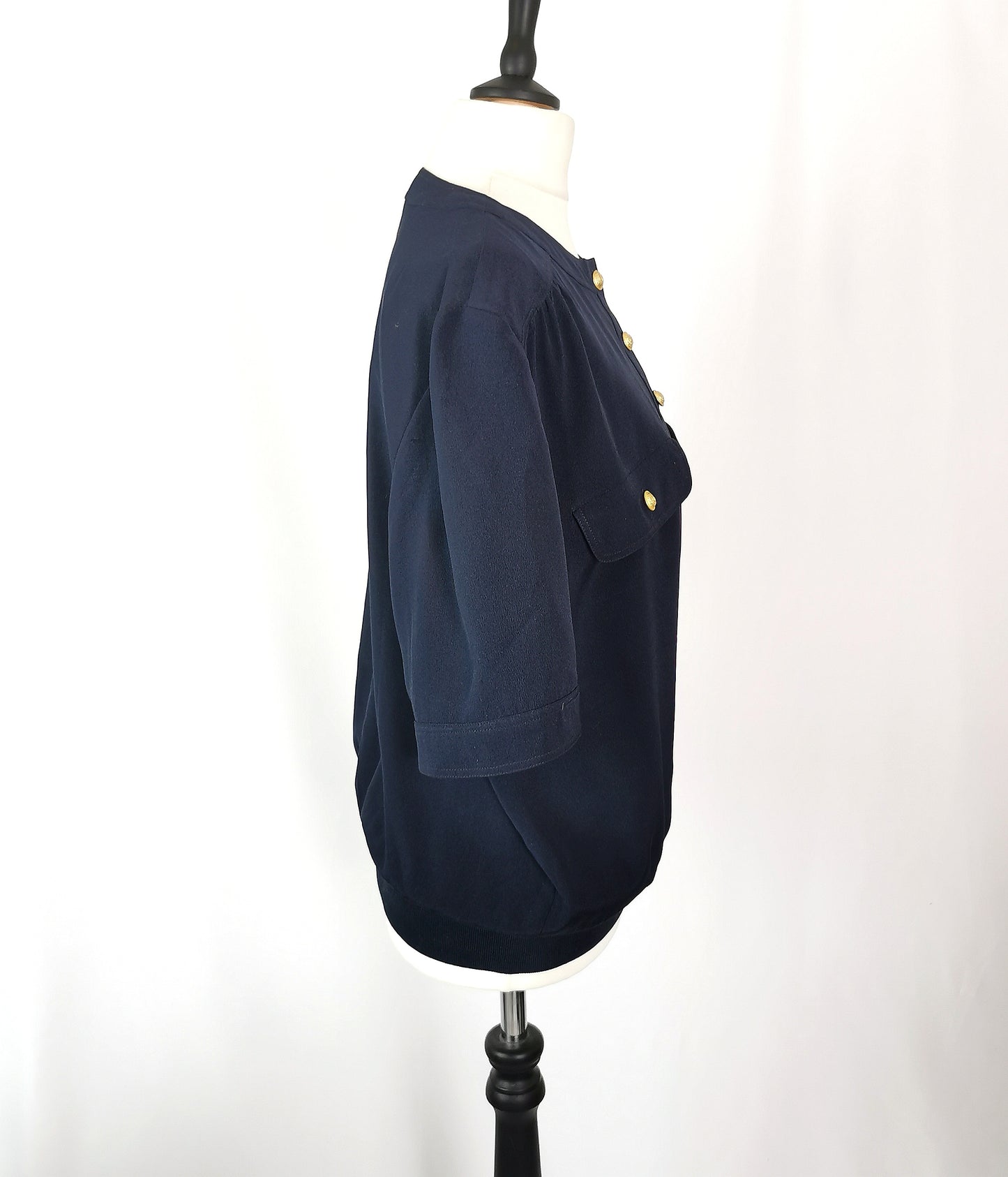 Vintage Valentino Navy silk pullover blouse, Miss V