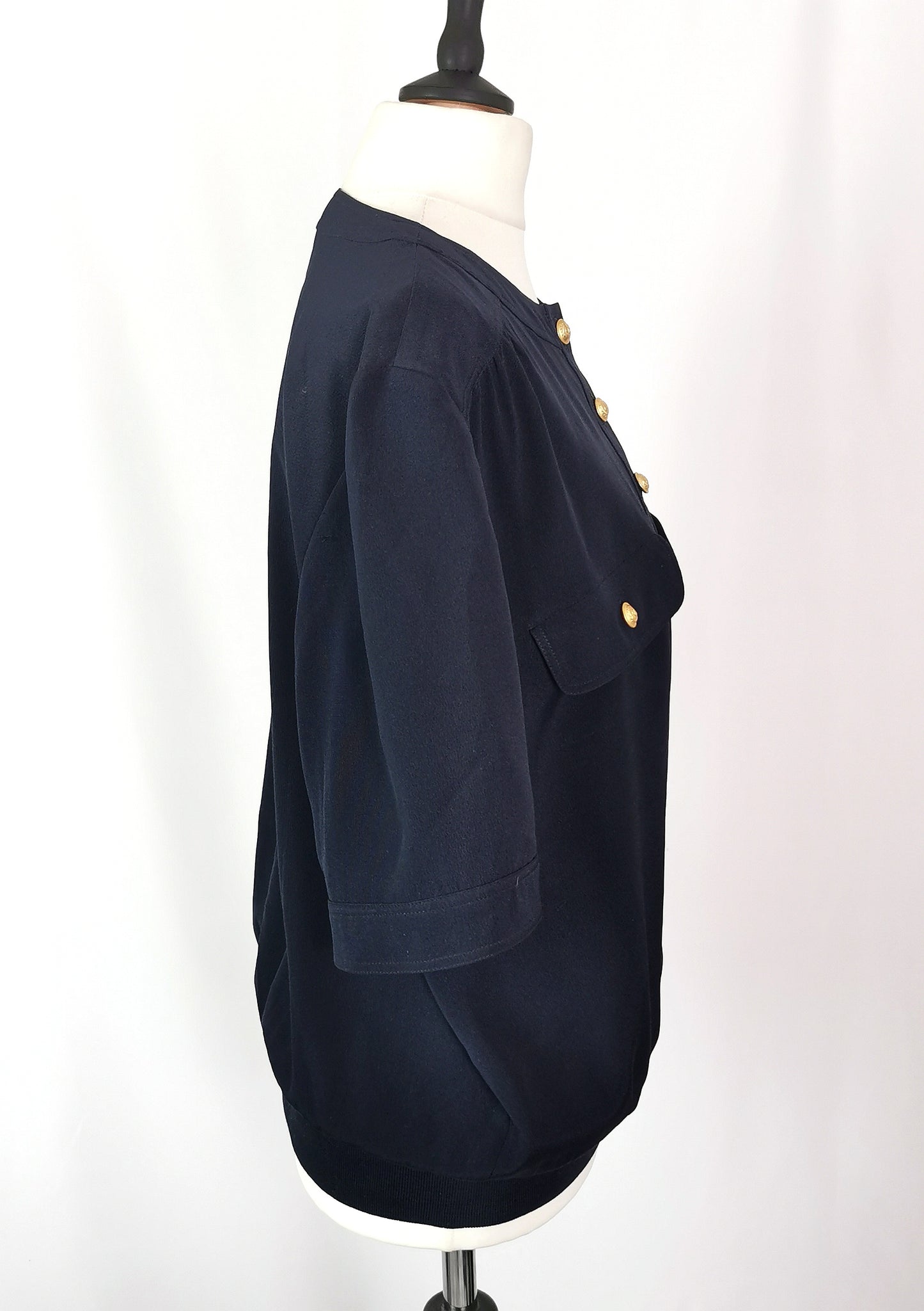 Vintage Valentino Navy silk pullover blouse, Miss V