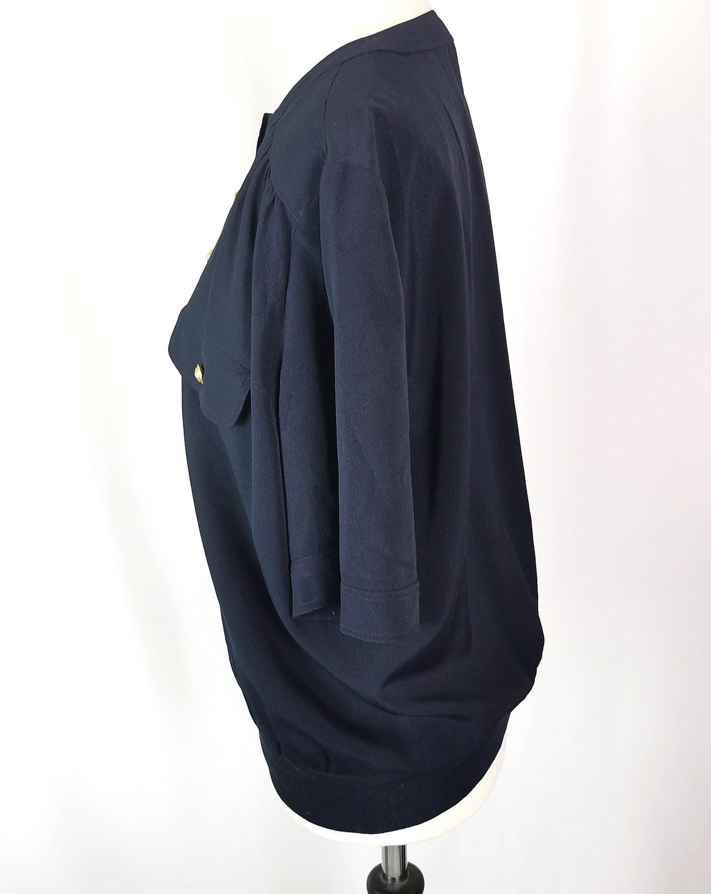 Vintage Valentino Navy silk pullover blouse, Miss V