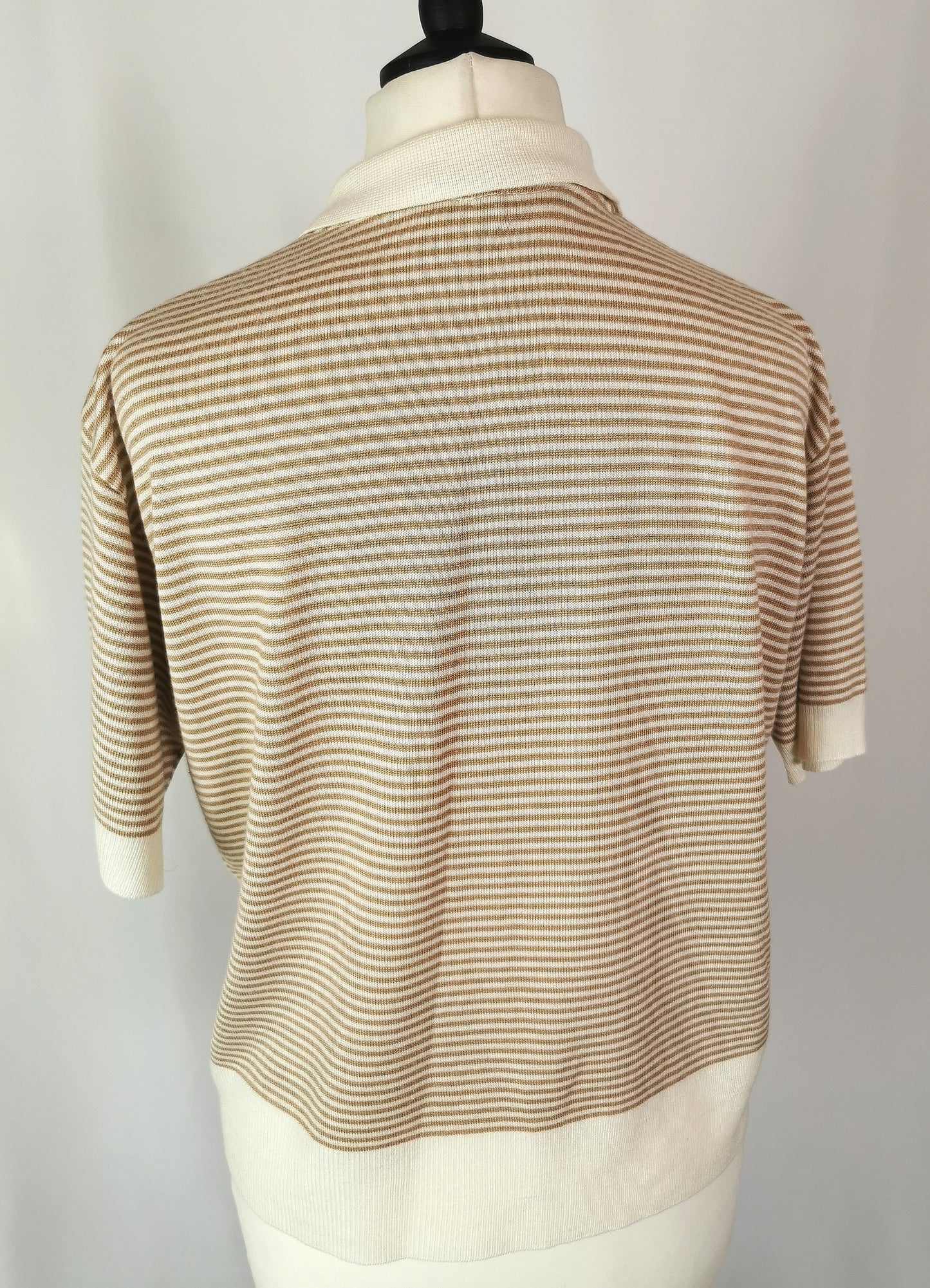 Vintage Escada ladies polo shirt, stripe knit, Preppy