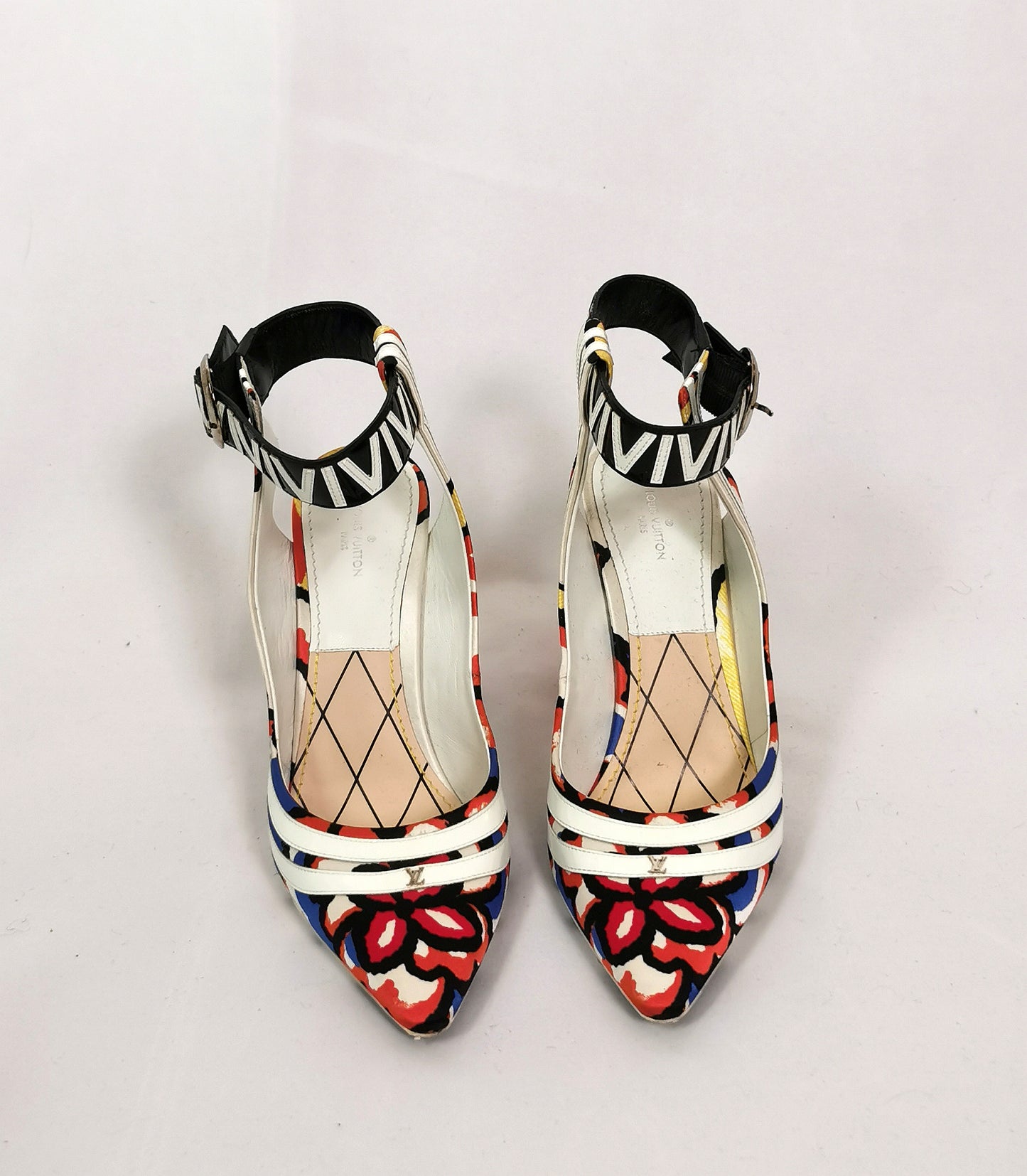 Louis Vuitton psychedelic shoes, Heels, Floral graffiti, Ankle Strap