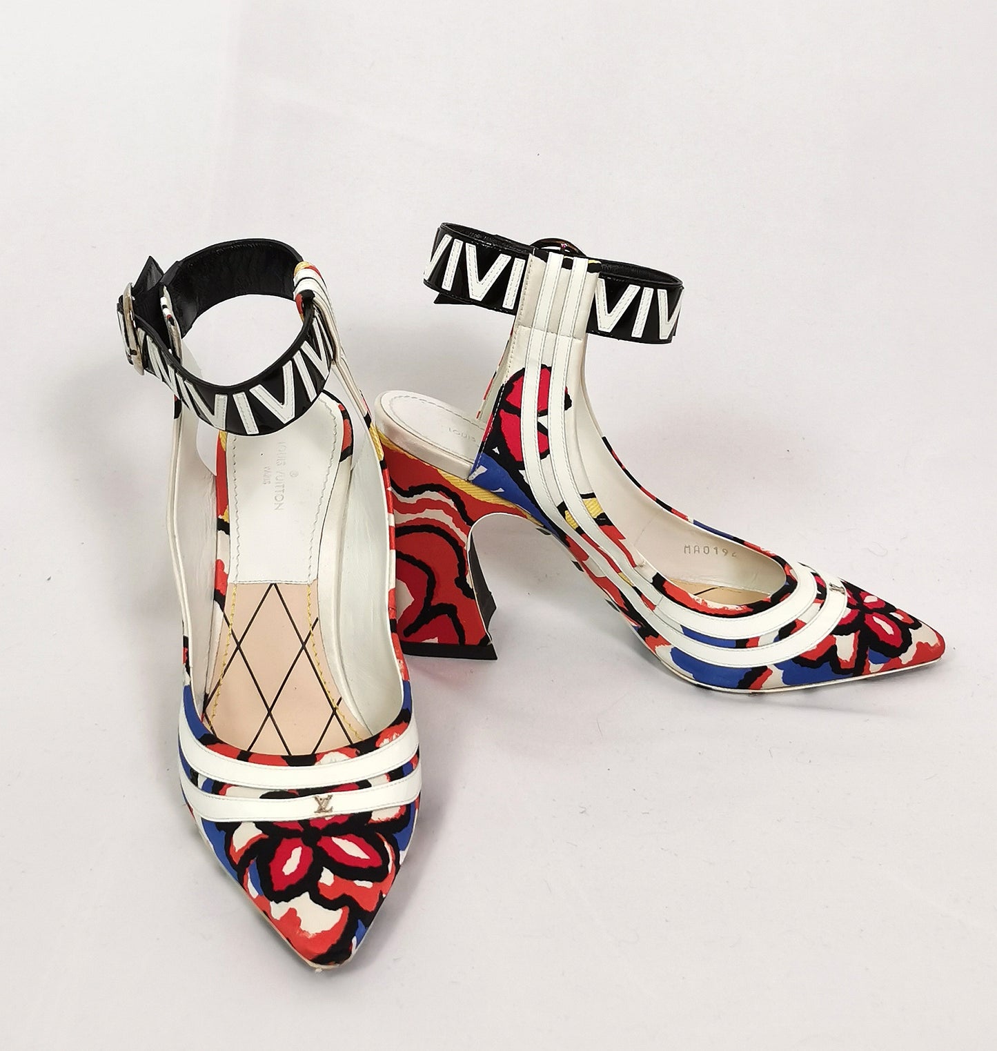 Louis Vuitton psychedelic shoes, Heels, Floral graffiti, Ankle Strap