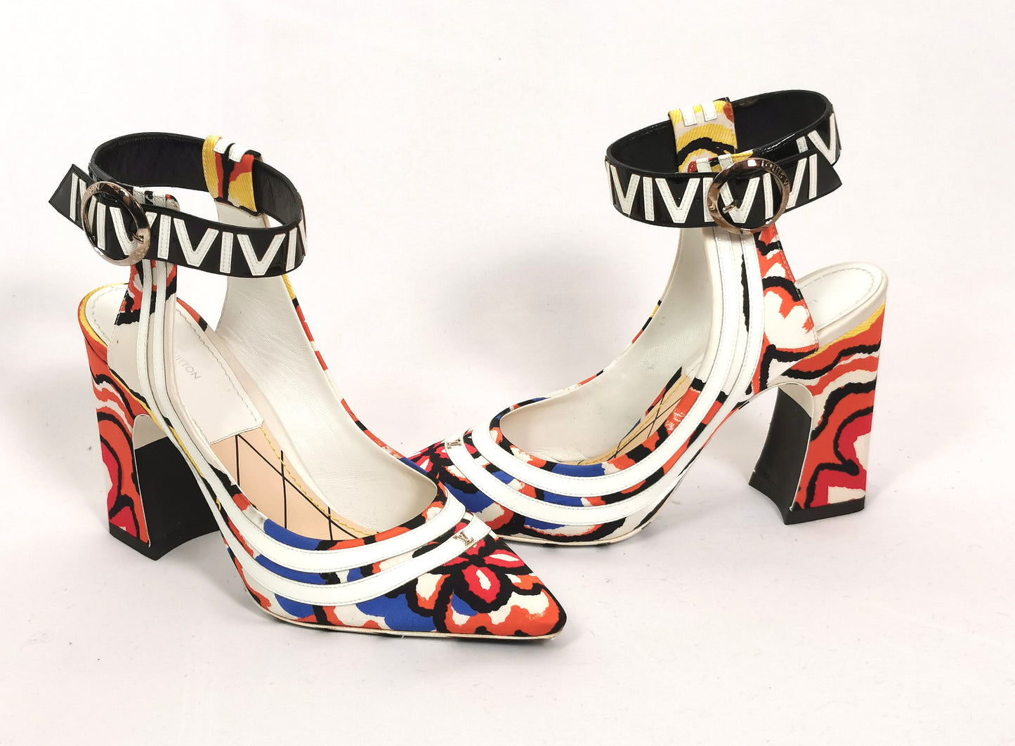 Louis Vuitton psychedelic shoes, Heels, Floral graffiti, Ankle Strap