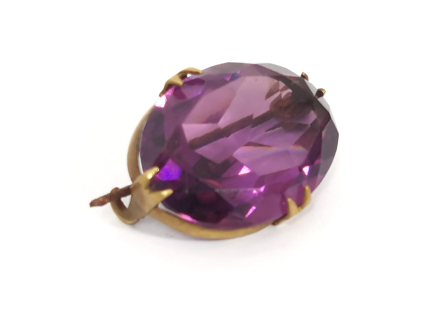 Antique Amethyst paste brooch, gilt metal, Edwardian