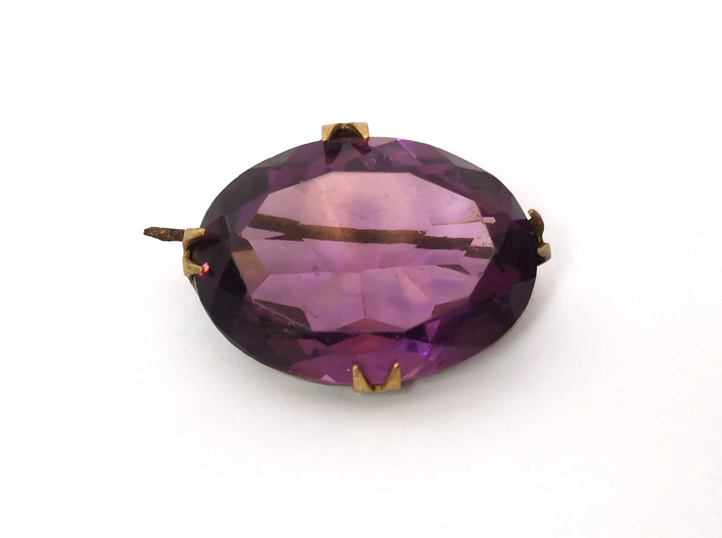 Antique Amethyst paste brooch, gilt metal, Edwardian