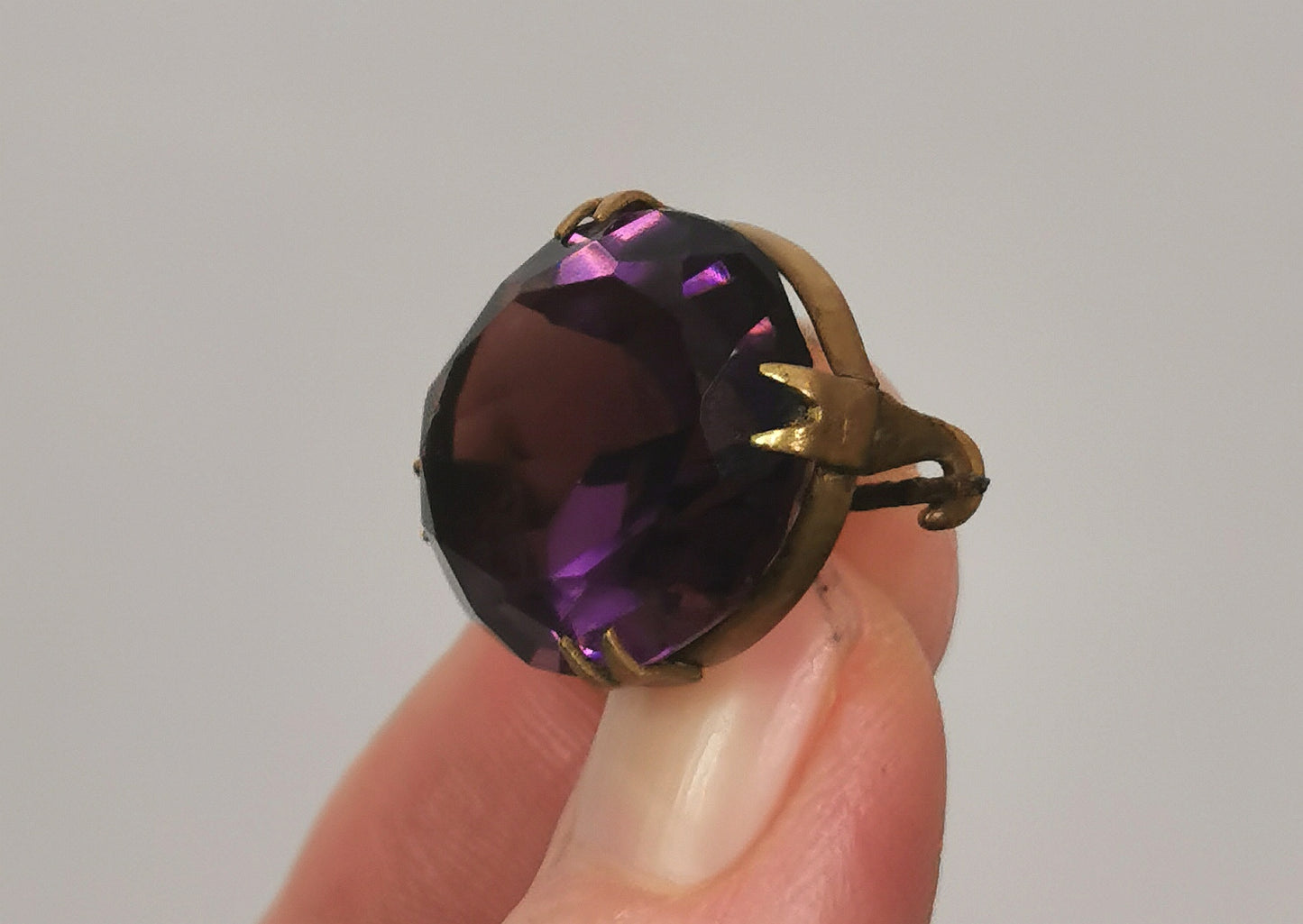 Antique Amethyst paste brooch, gilt metal, Edwardian