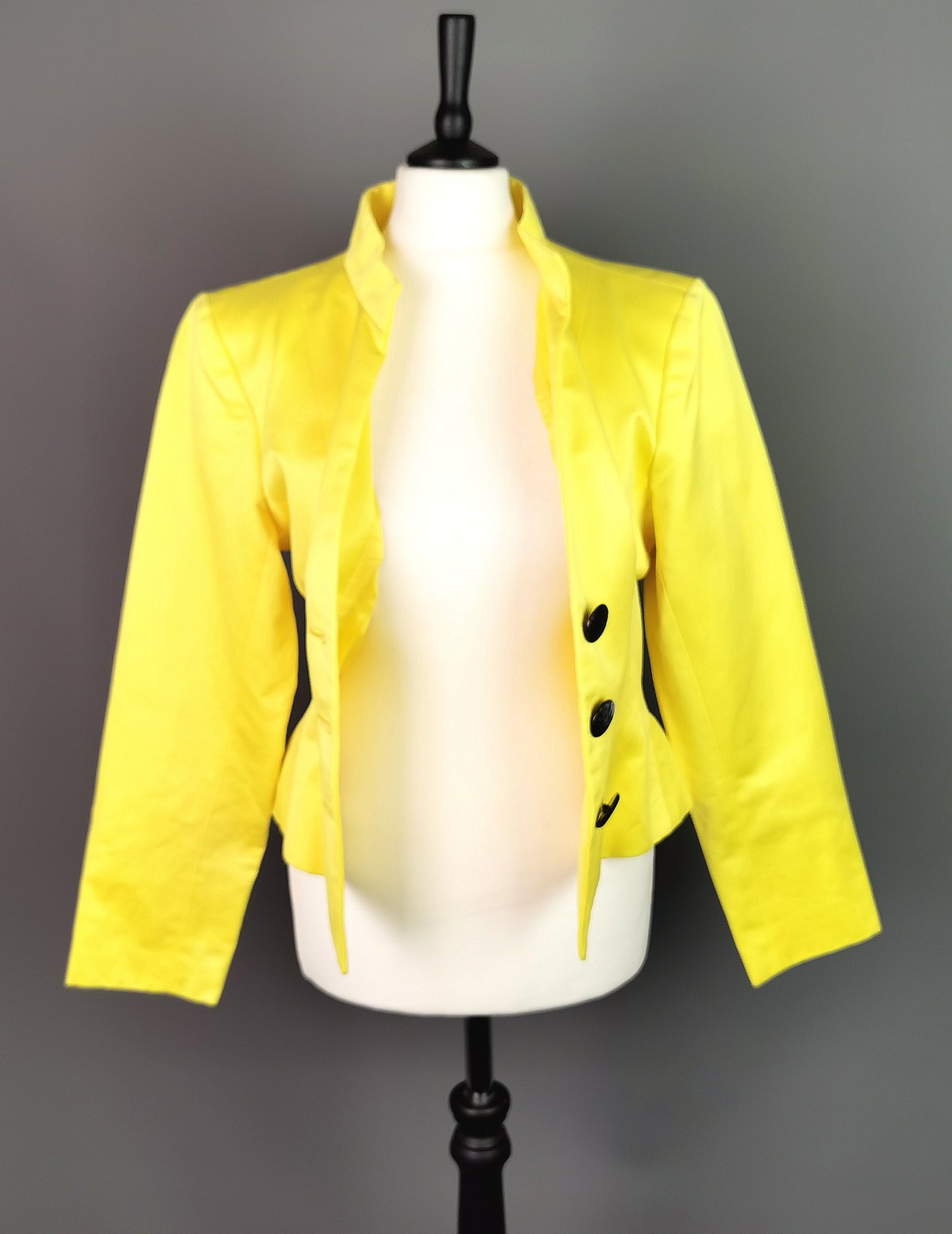 Vintage Yves Saint Laurent yellow blazer, peplum waist, 1980s