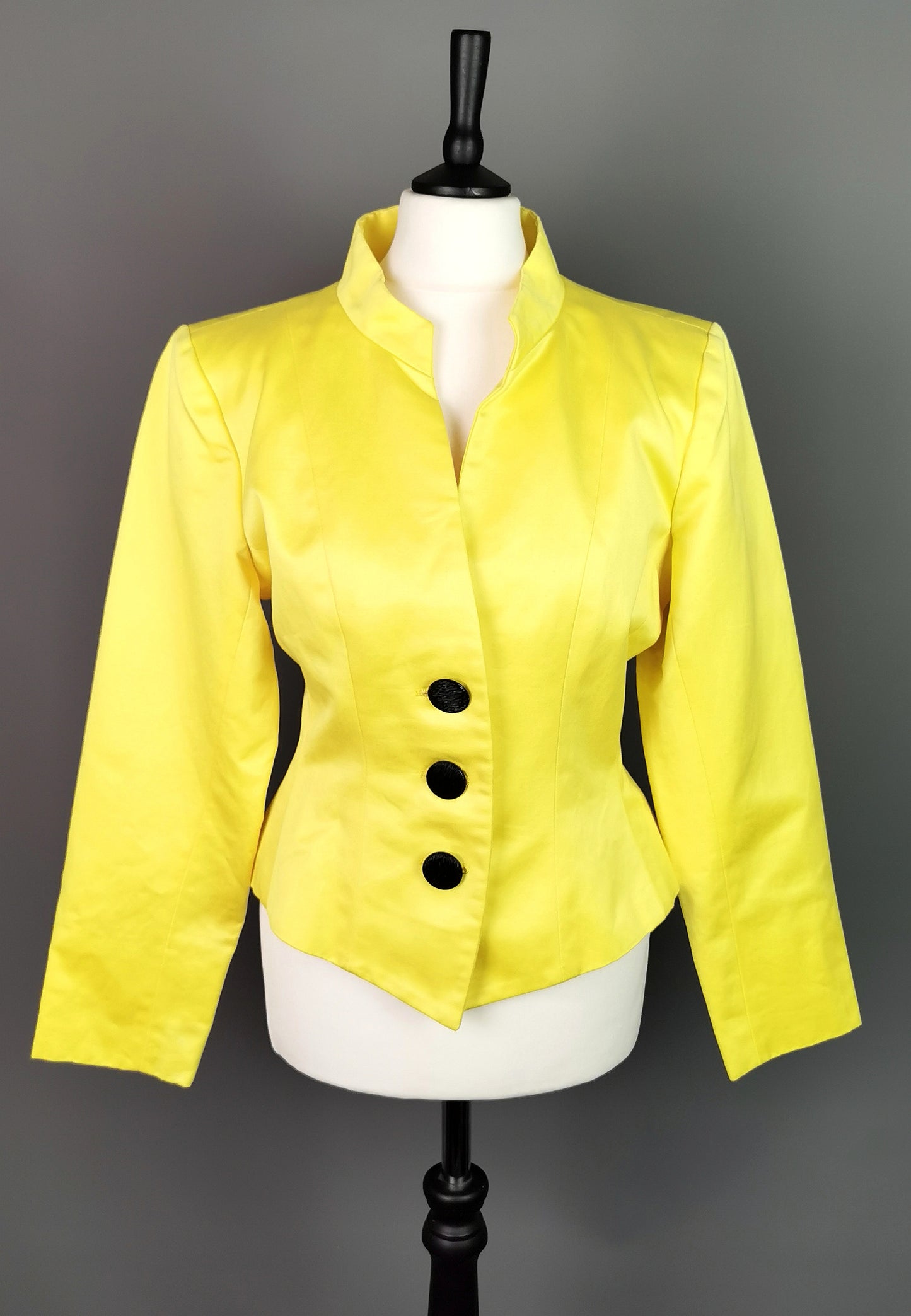 Vintage Yves Saint Laurent yellow blazer, peplum waist, 1980s