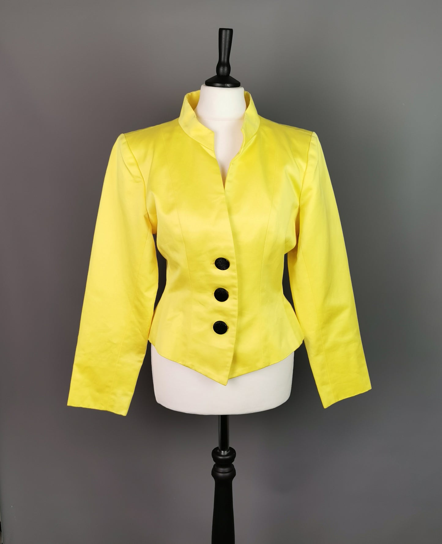Vintage Yves Saint Laurent yellow blazer, peplum waist, 1980s