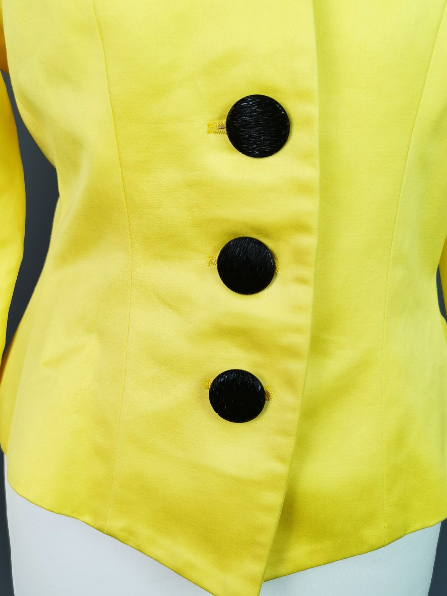 Vintage Yves Saint Laurent yellow blazer, peplum waist, 1980s