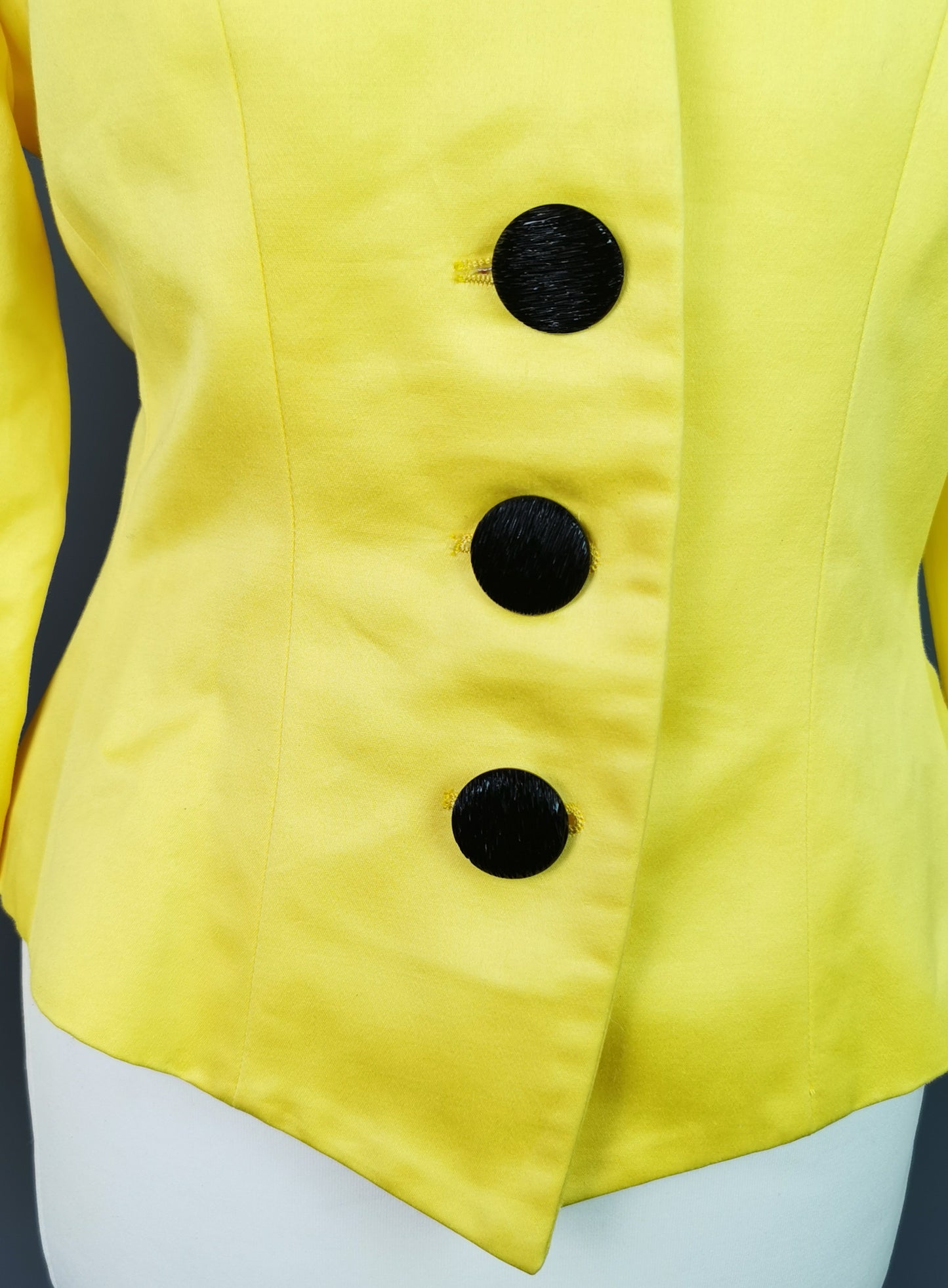 Vintage Yves Saint Laurent yellow blazer, peplum waist, 1980s
